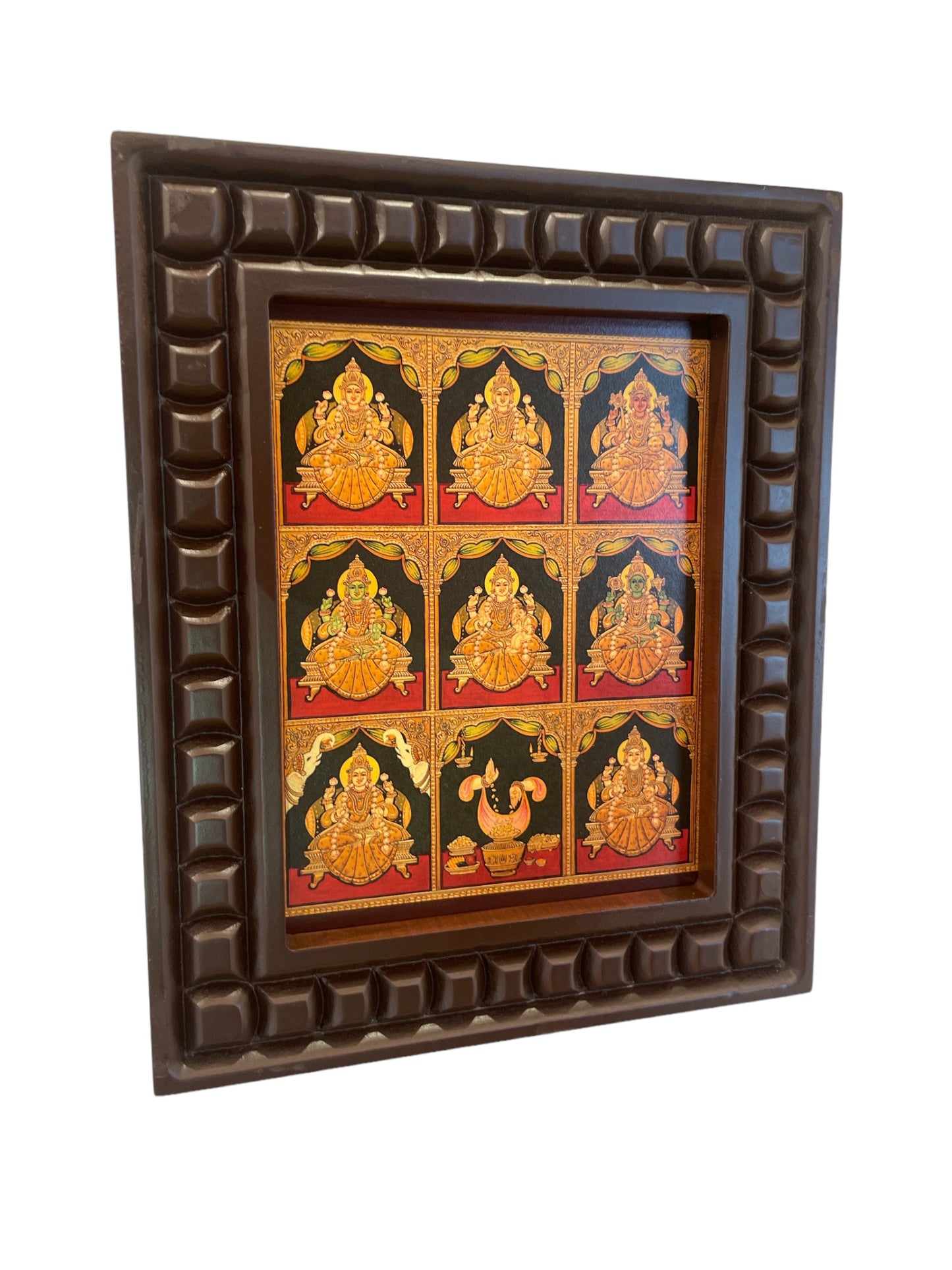 Asta Lakshmi Gold Leafed Art  With Wooden Frame