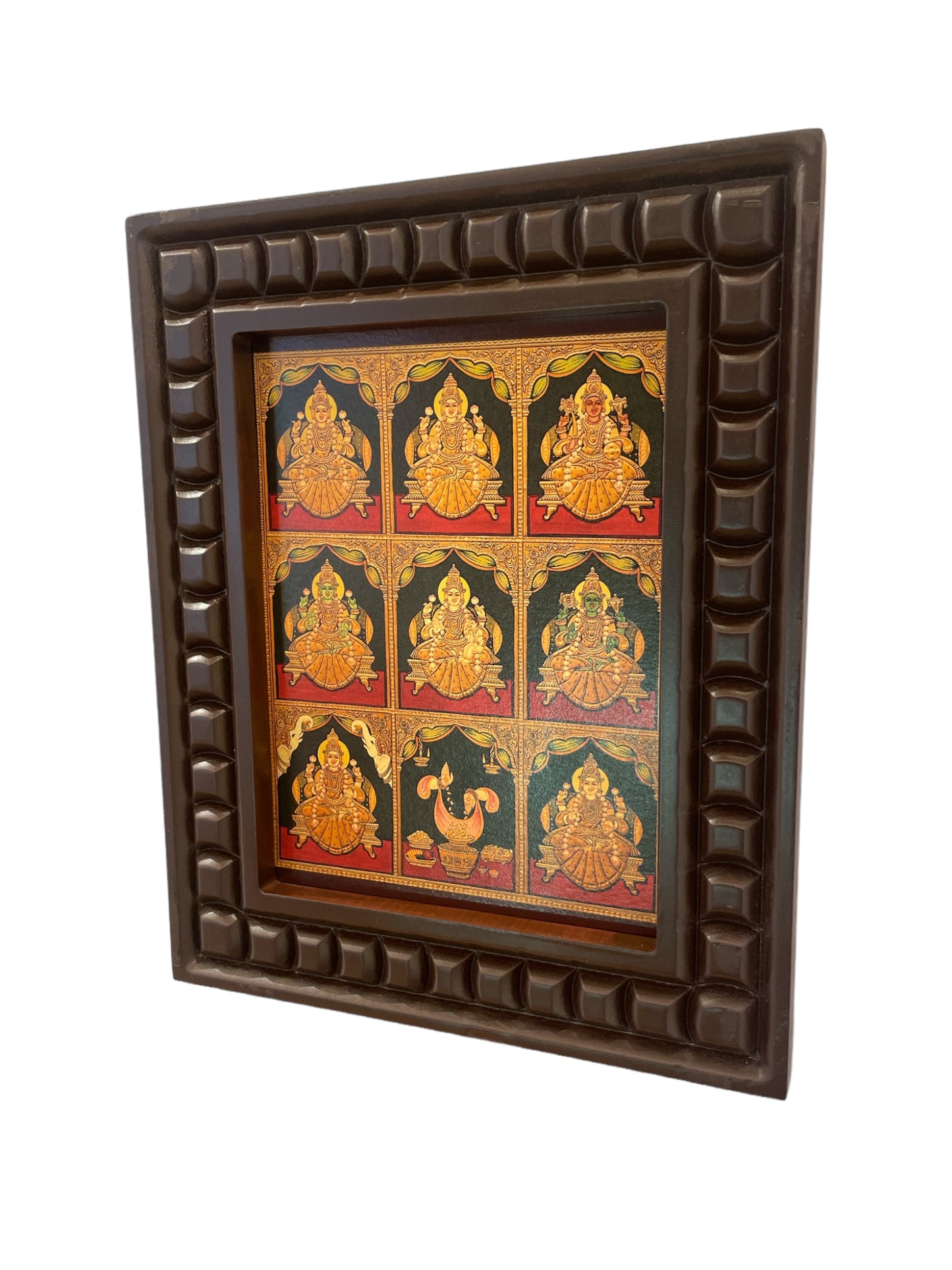 Asta Lakshmi Gold Leafed Art  With Wooden Frame