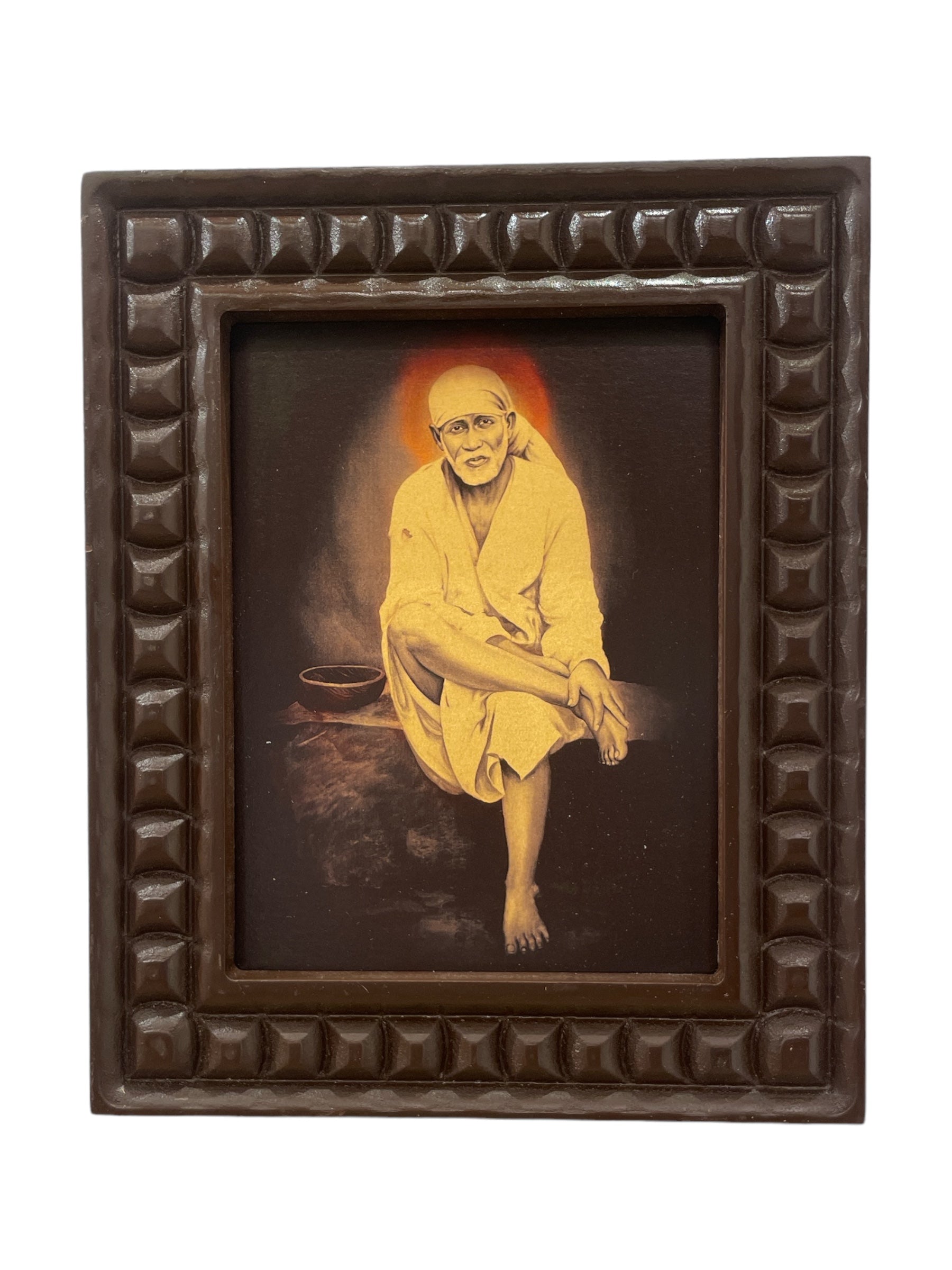 Sai Baba  Gold Leafed ArtWith Wooden Frame