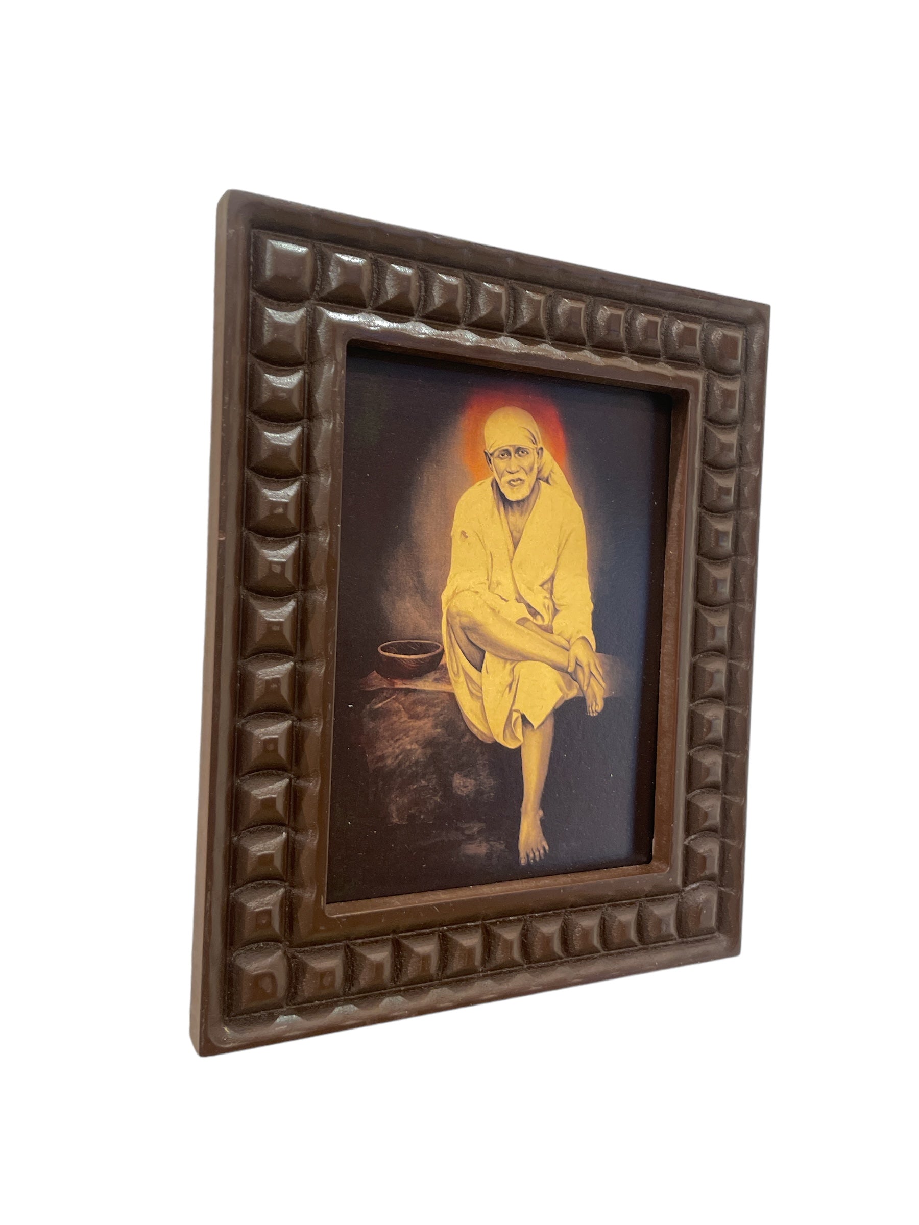 Sai Baba  Gold Leafed ArtWith Wooden Frame