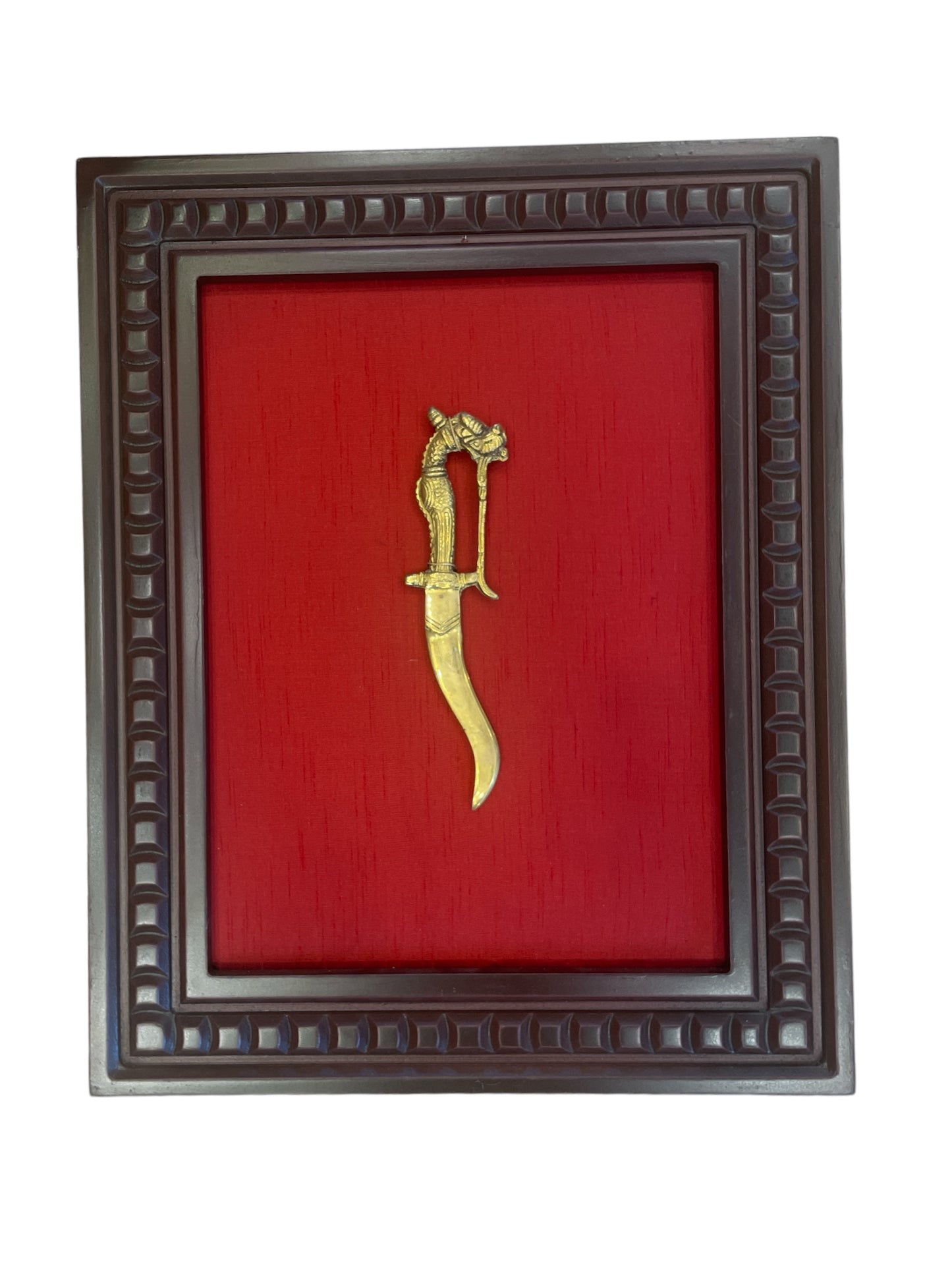 Traditional Brass Dagger With Wooden Frame