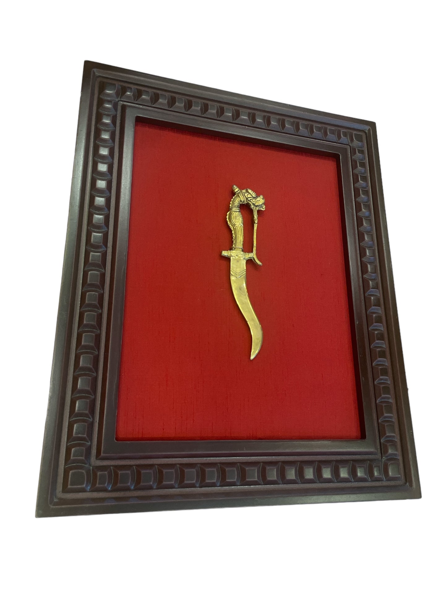 Traditional Brass Dagger With Wooden Frame