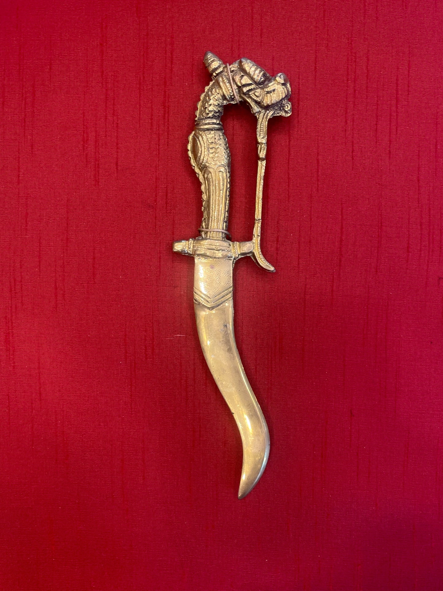 Traditional Brass Dagger With Wooden Frame