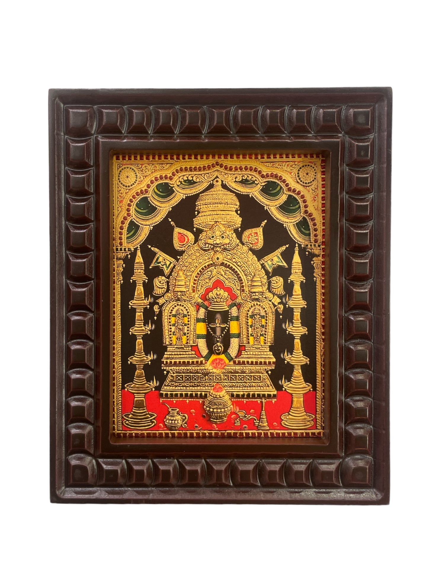 Manjunath Swamy Gold Leafed Art With Wooden Frame