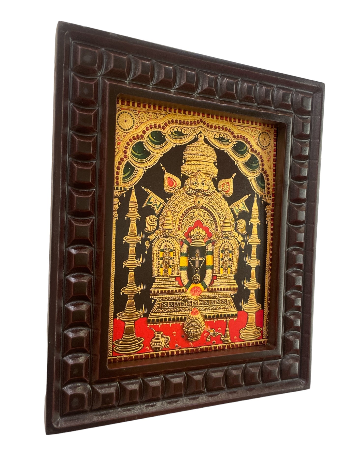 Manjunath Swamy Gold Leafed Art With Wooden Frame