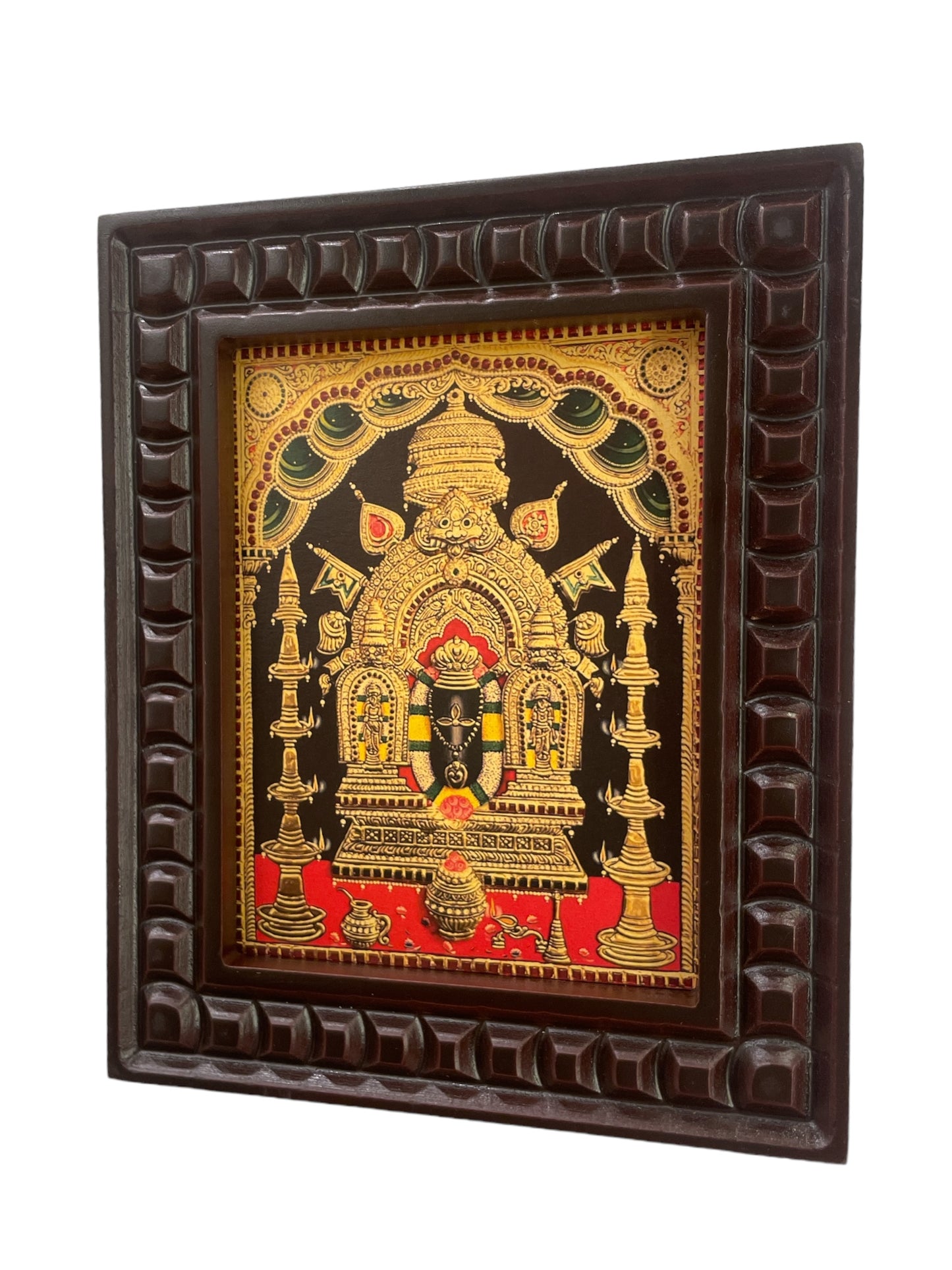 Manjunath Swamy Gold Leafed Art With Wooden Frame