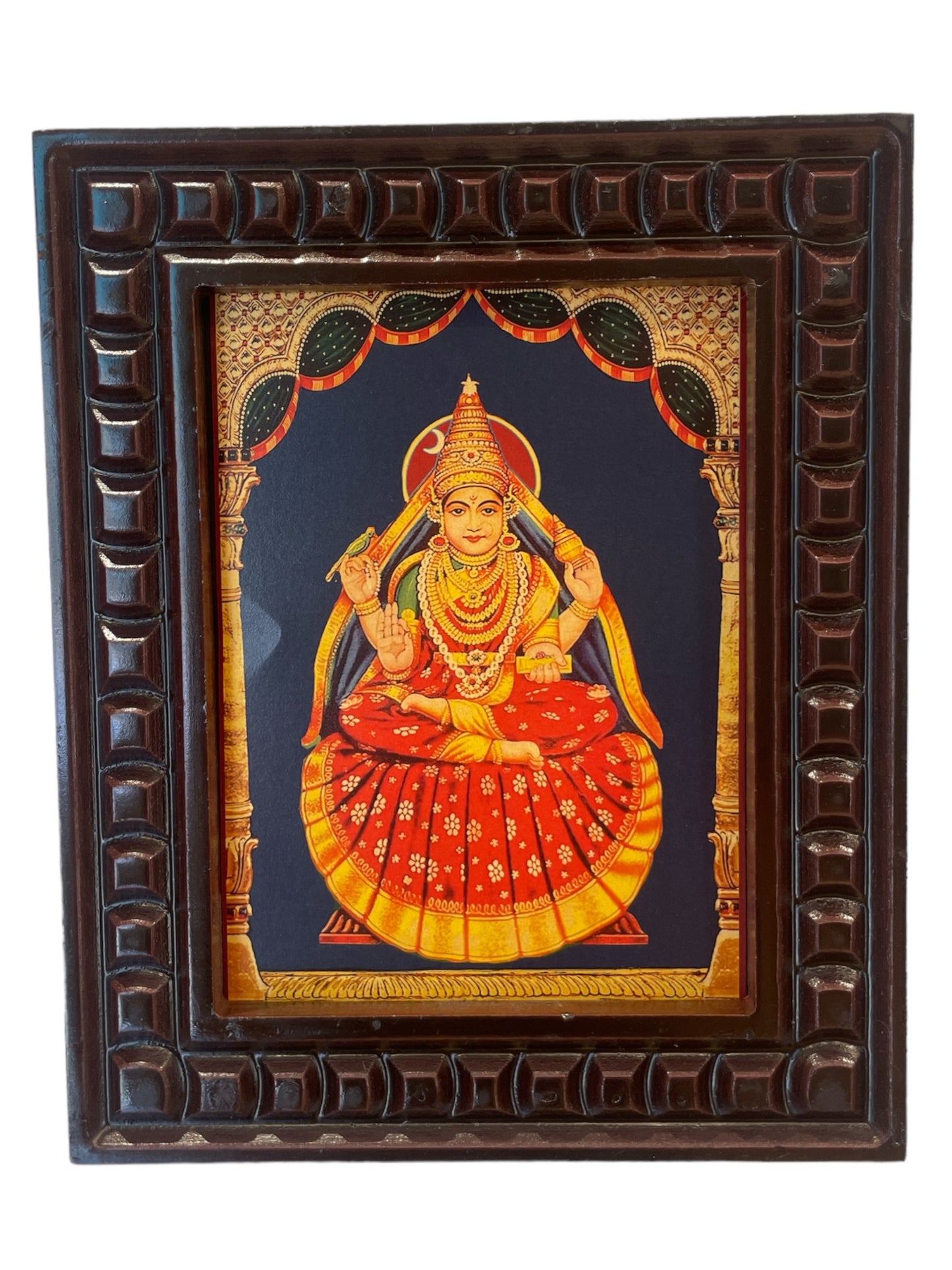 Sri Saradamba Devi Gold Leafed Art With wooden Frame