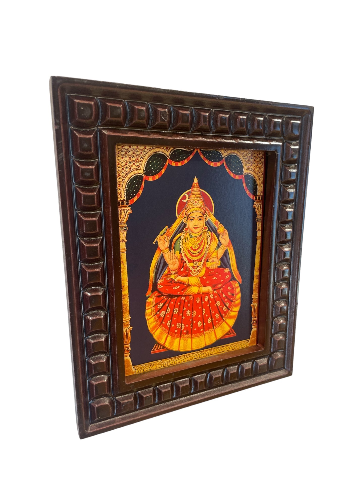 Sri Saradamba Devi Gold Leafed Art With wooden Frame