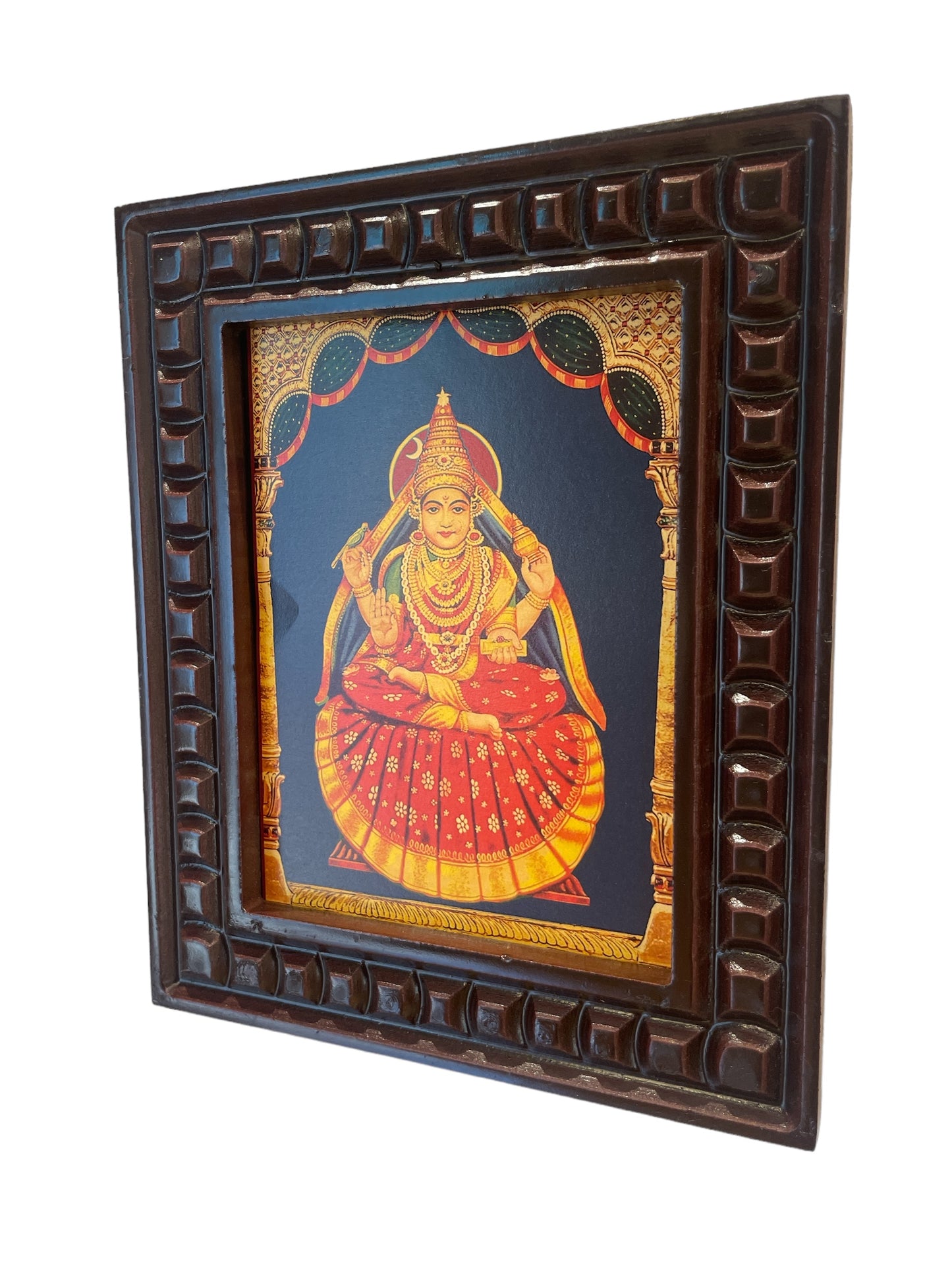 Sri Saradamba Devi Gold Leafed Art With wooden Frame