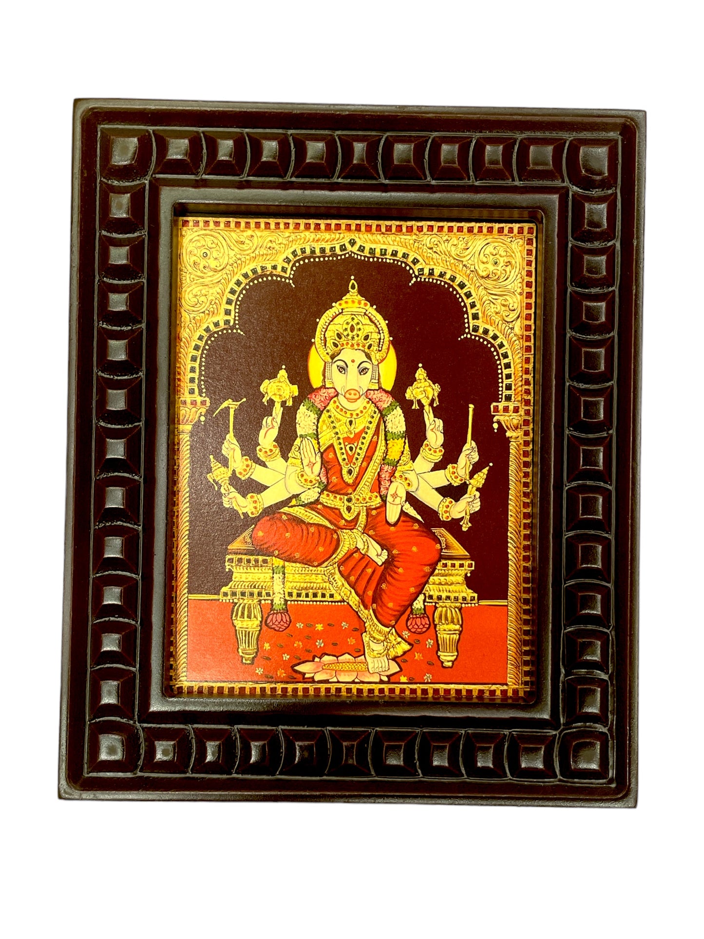 Varahi Lakshmi Gold Leafed Art With Wooden Frame