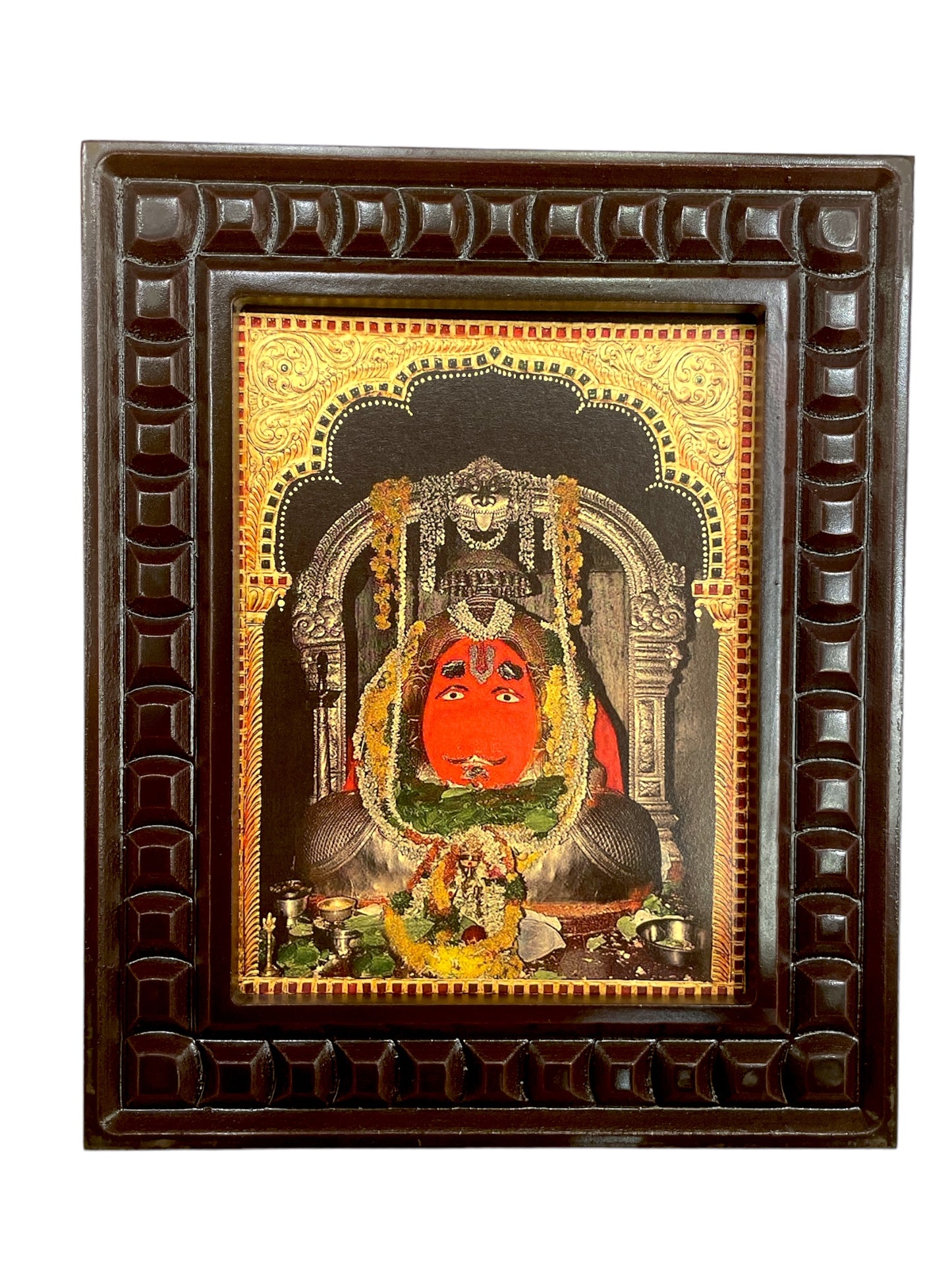 Karmanghat Hanuman Gold Leafed Art With Wooden Frame