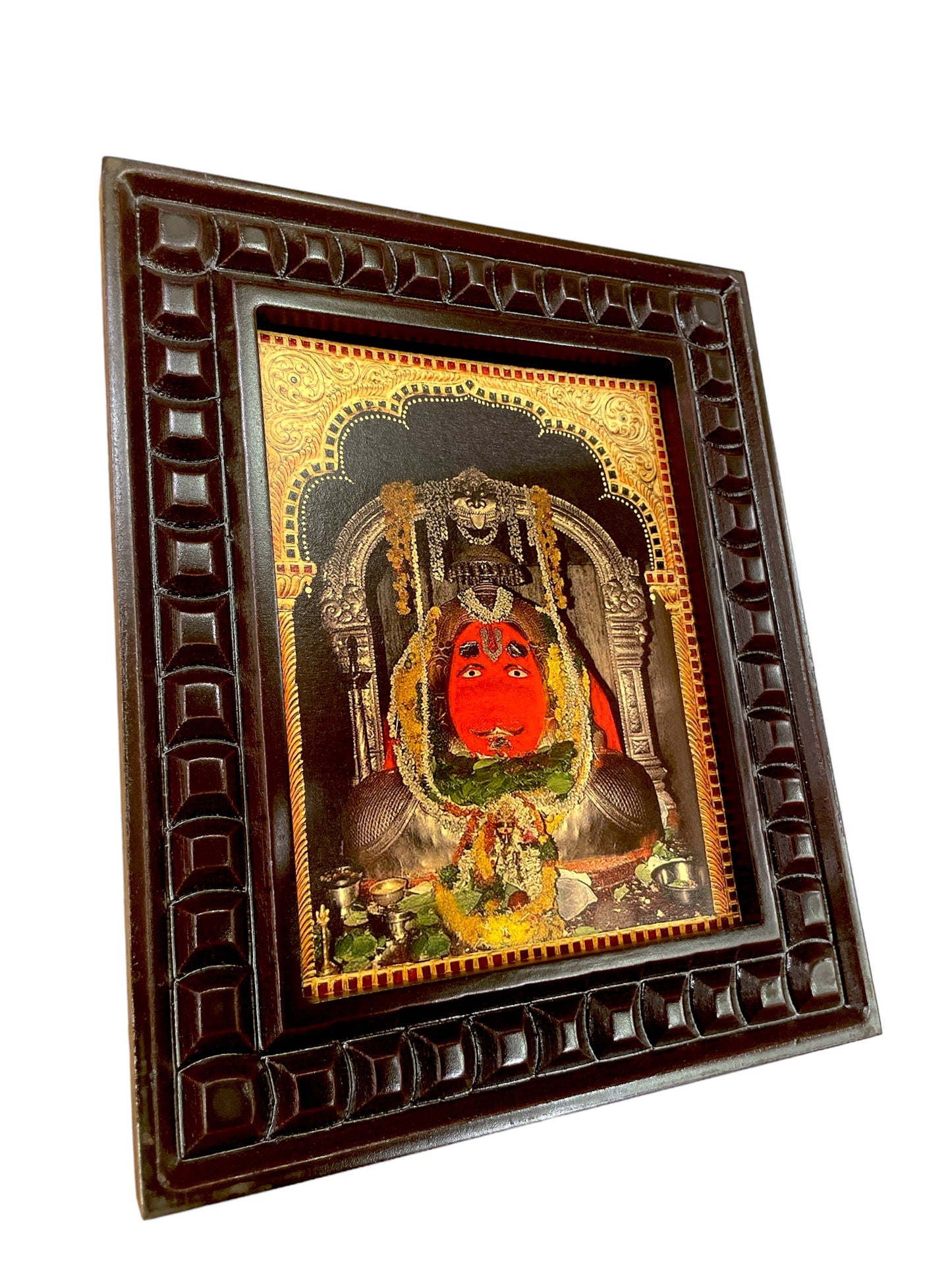 Karmanghat Hanuman Gold Leafed Art With Wooden Frame