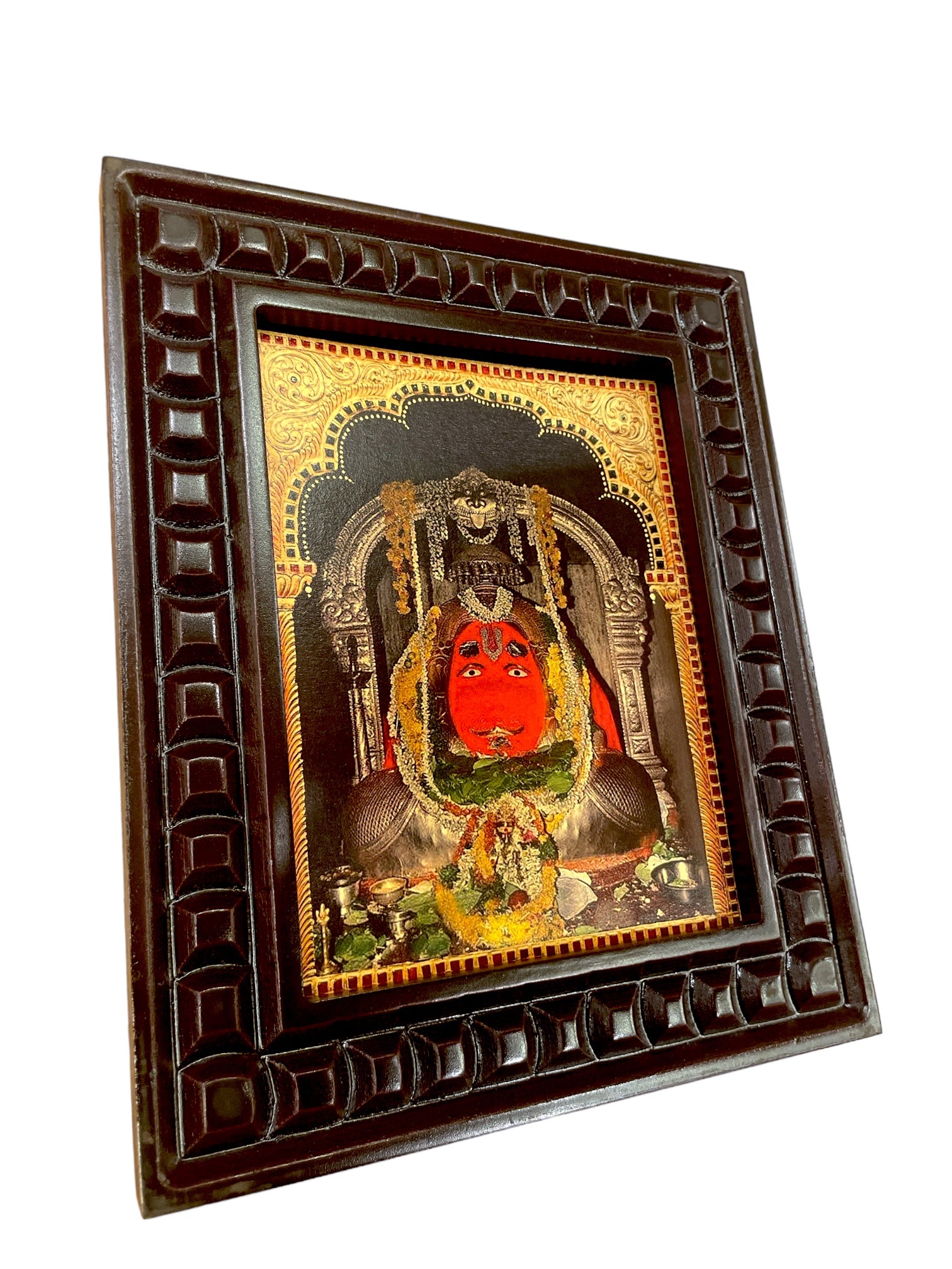 Salasar Balaji Hanuman Gold Leafed Art With Wooden Frame