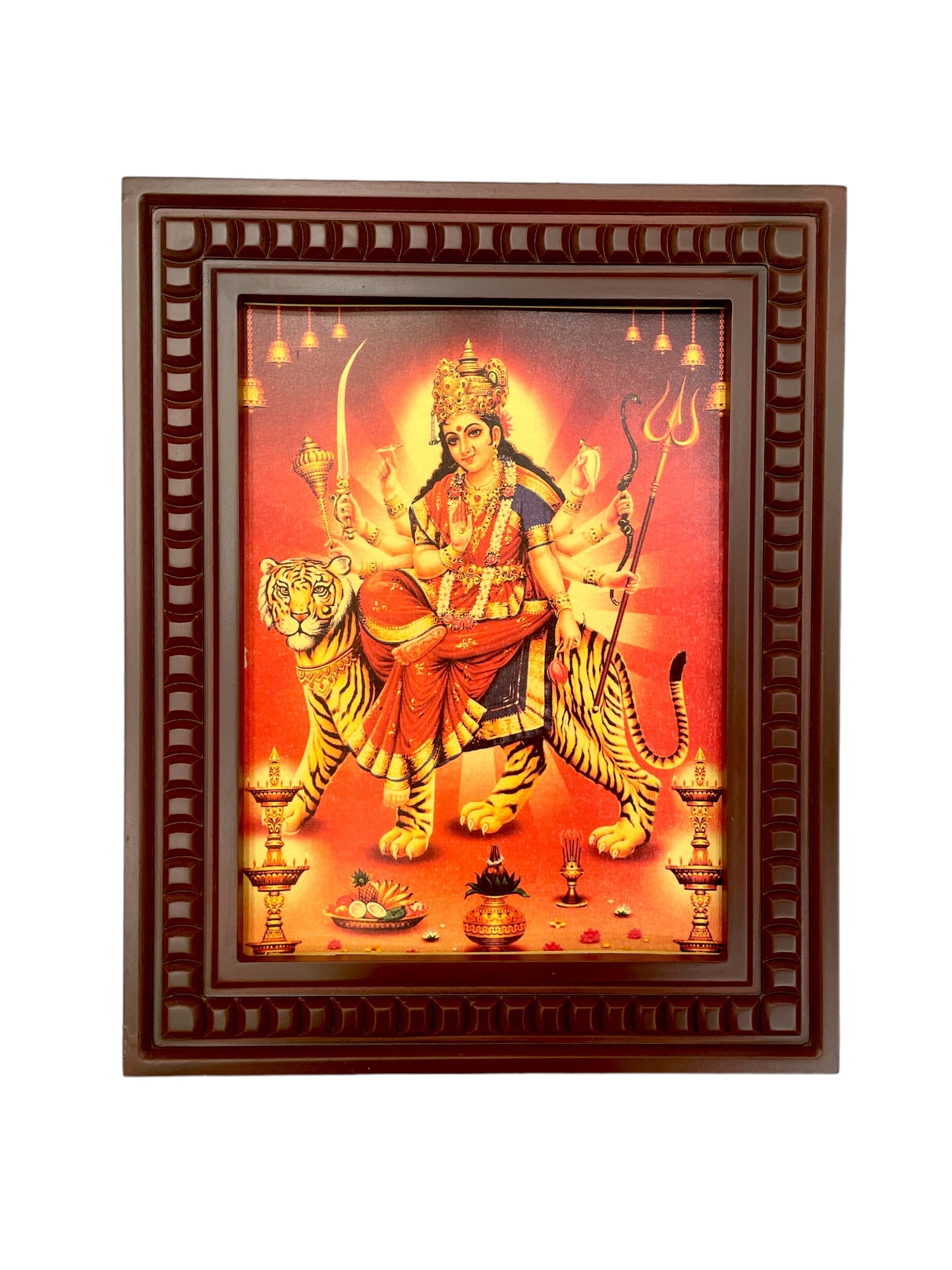 Durga Devi Gold Leafed Art with Wooden Frames