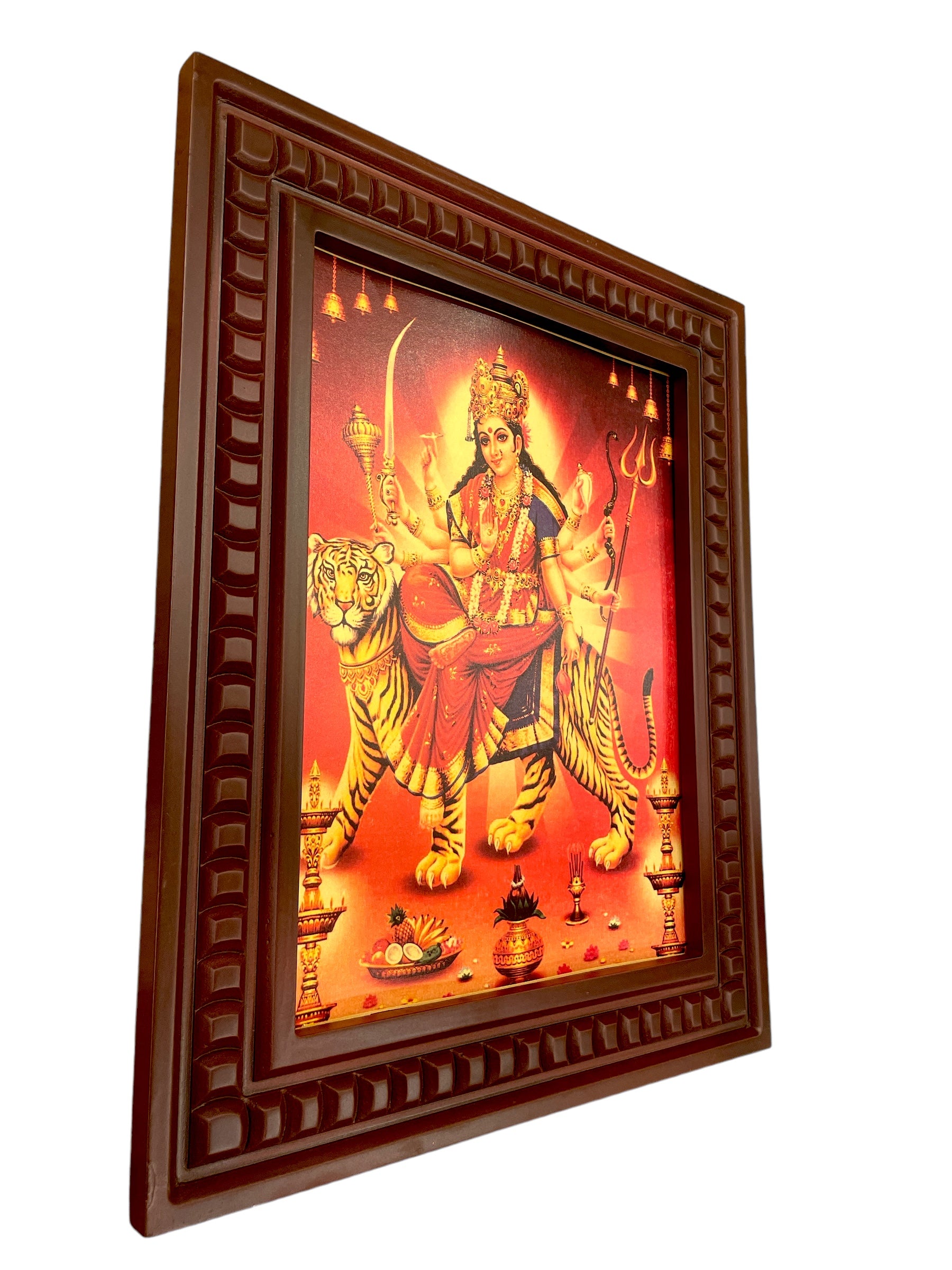 Durga Devi -2 Gold Leafed Art with Wooden Frames