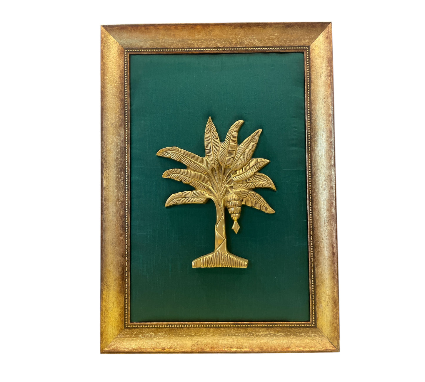 Brass Banana tree with Rama green Cushion in Moulded Frame