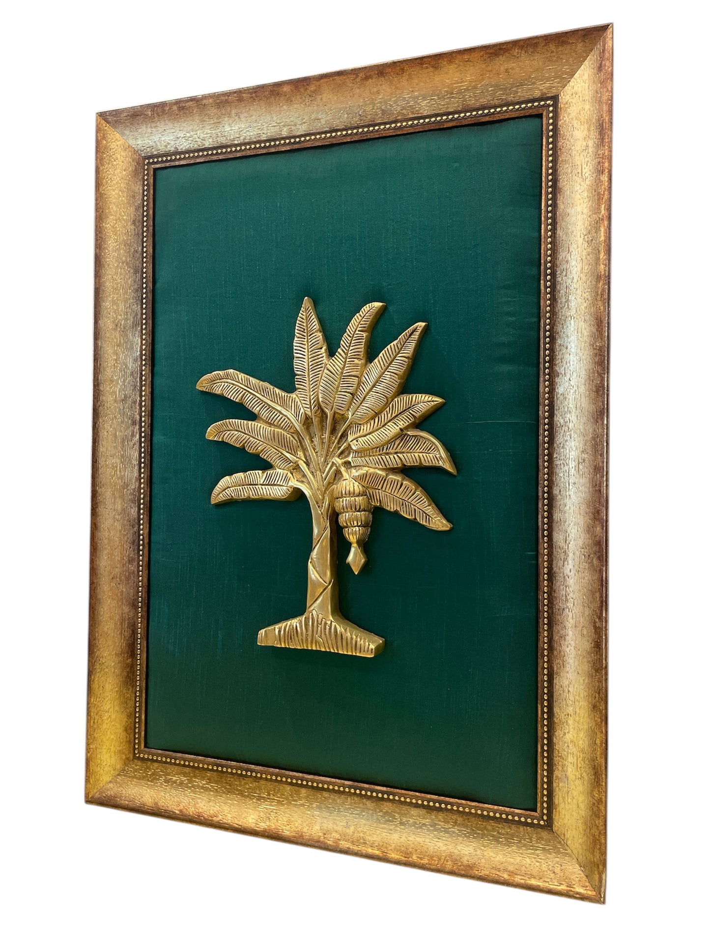 Brass Banana tree with Rama green Cushion in Moulded Frame