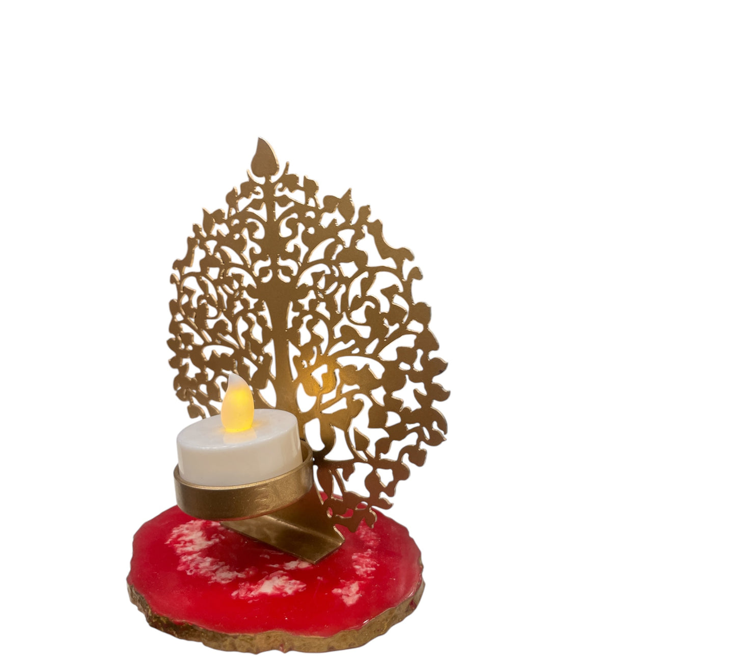 Golden Tree of life Lamp with Red Base