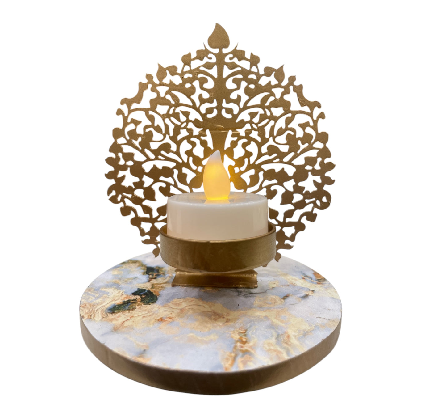 Golden Tree of life Lamp with White Base