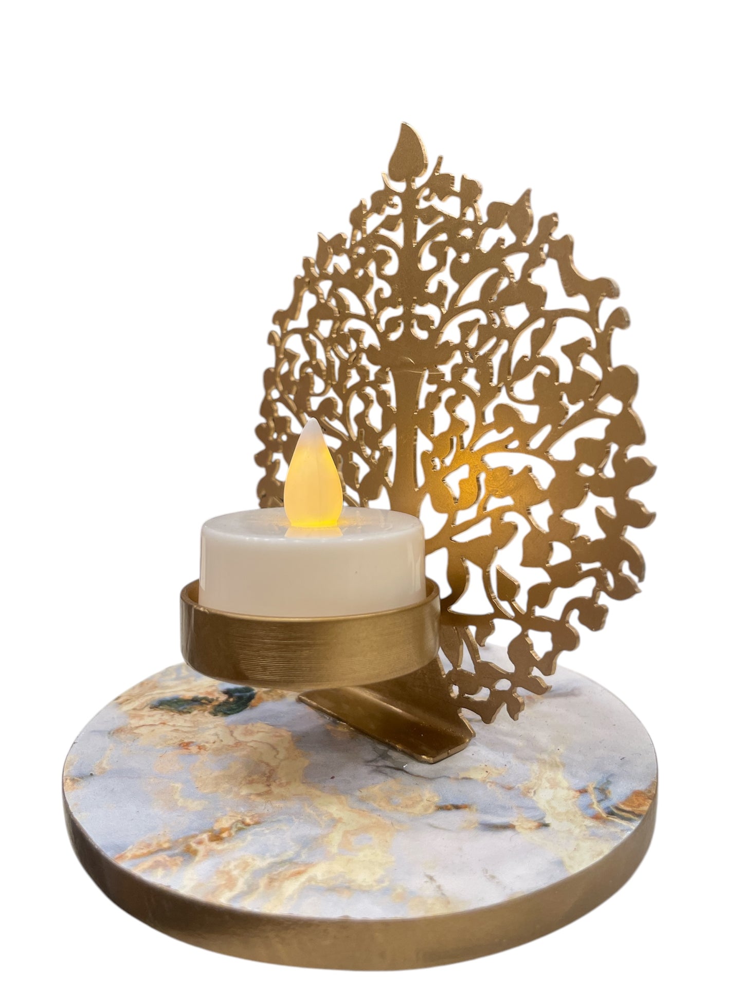 Golden Tree of life Lamp with White Base