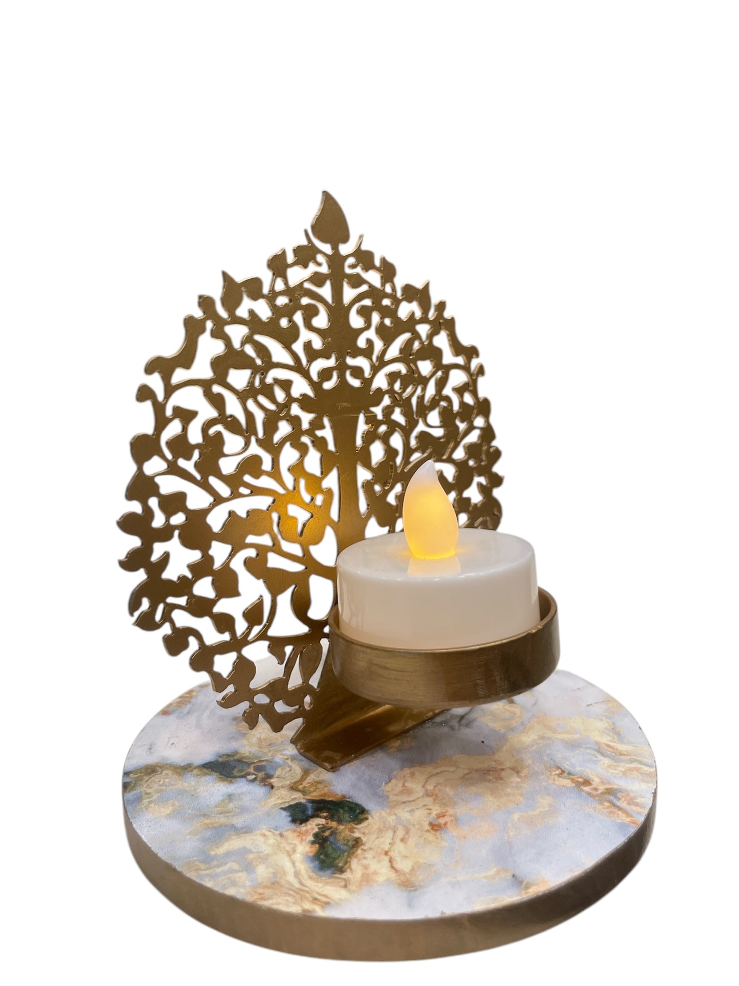 Golden Tree of life Lamp with White Base