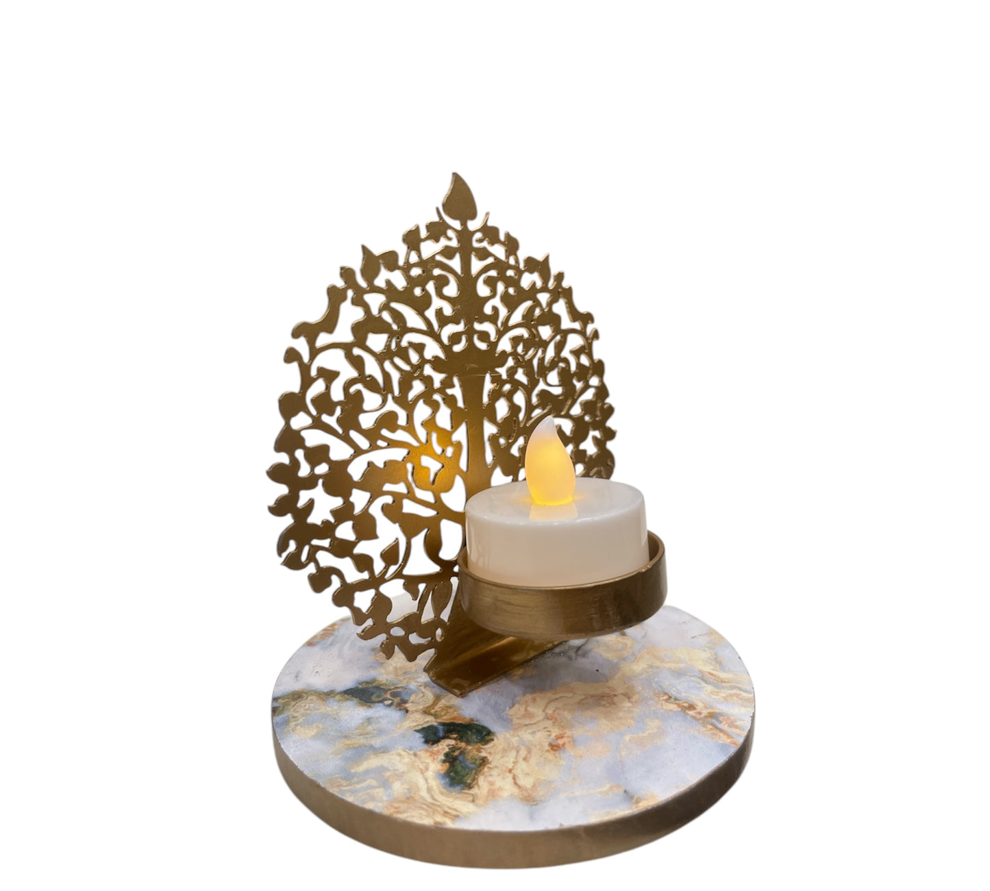 Golden Tree of life Lamp with White Base