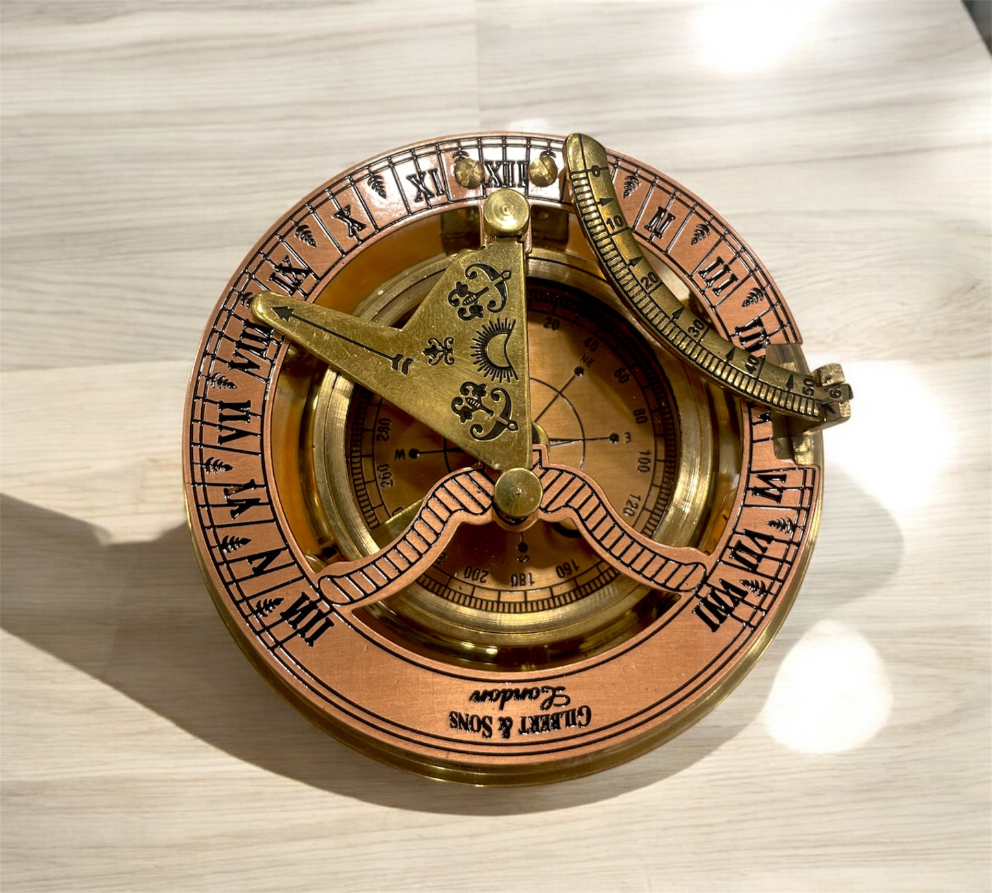 Brass & Copper Sundial Compass