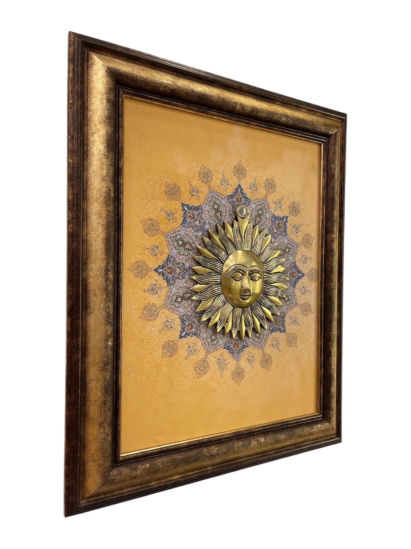 Brass Sun with Mandala Backdrop in moulded frame