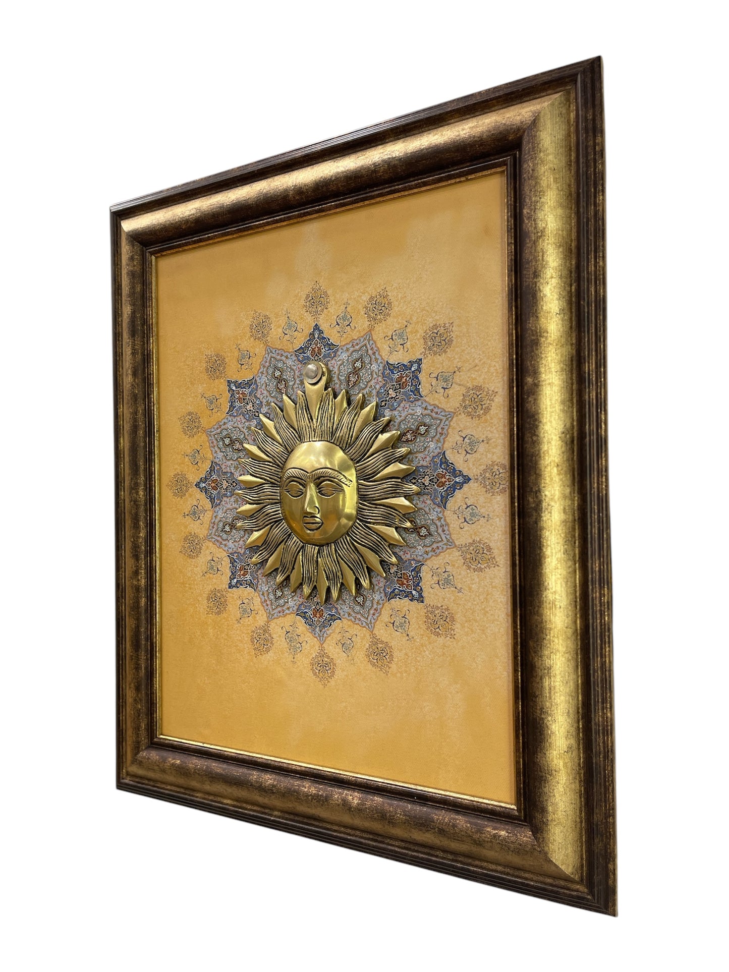 Brass Sun with Mandala Backdrop in moulded frame