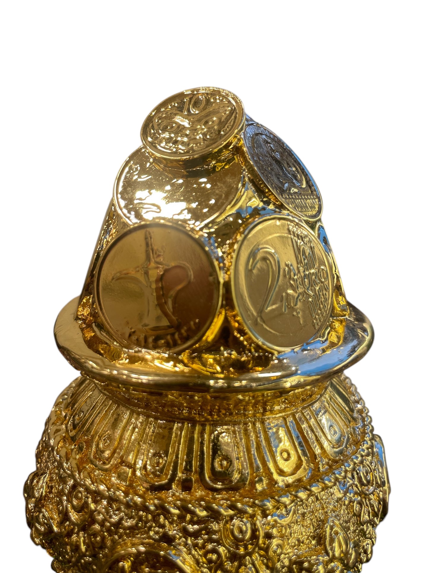 Kuber Kalash with World Currency Gold plated with Free Base Green Or Blue