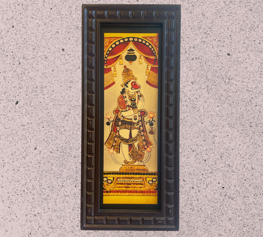 Hanuman Dwarapalaka Gold foiled art in Wooden frame