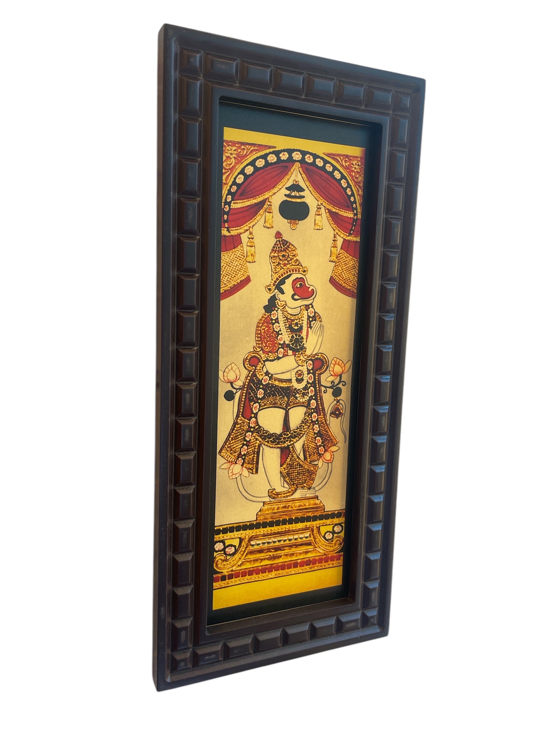 Hanuman Dwarapalaka Gold foiled art in Wooden frame