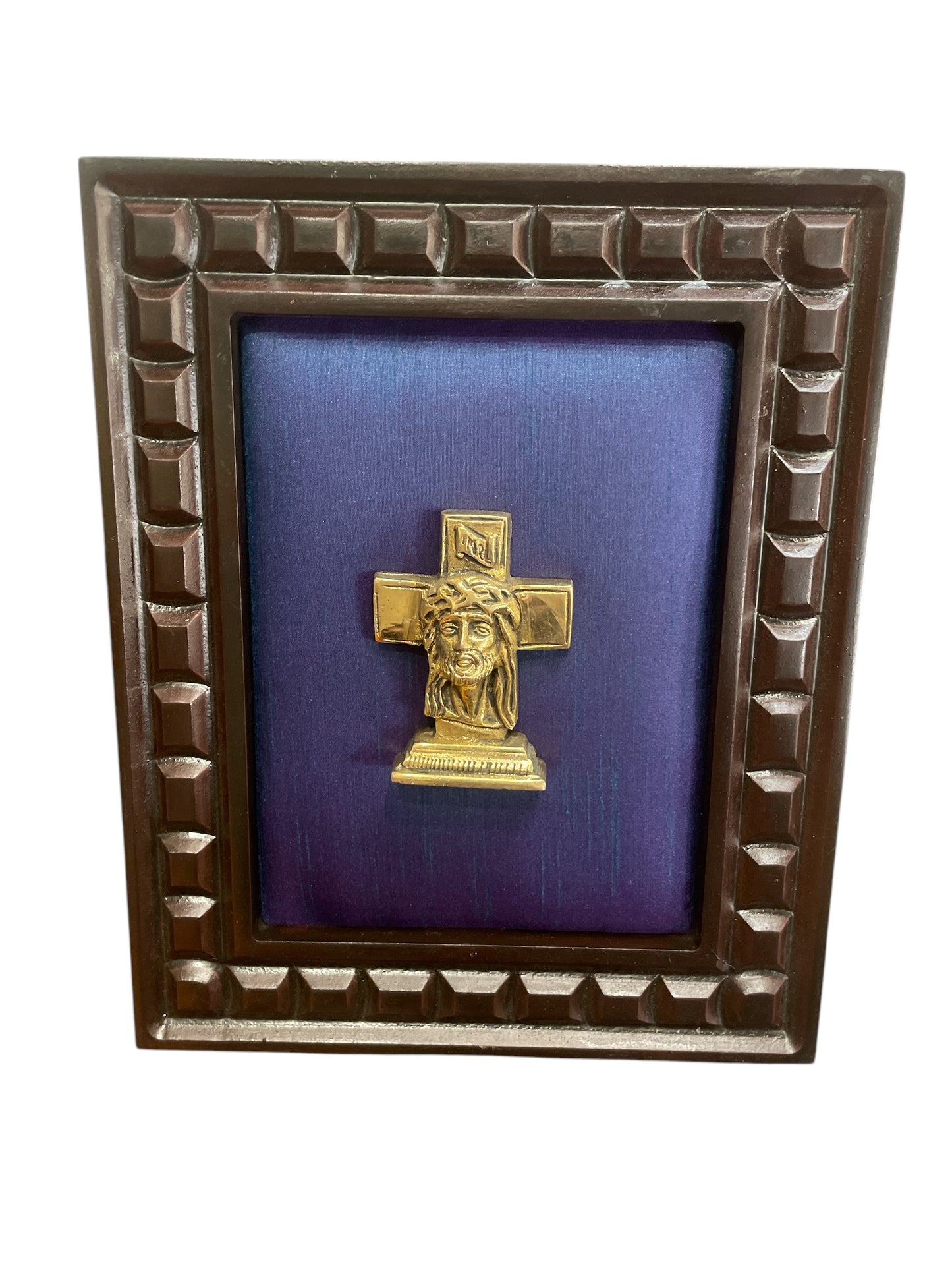 Brass Jesus in Wooden Frame