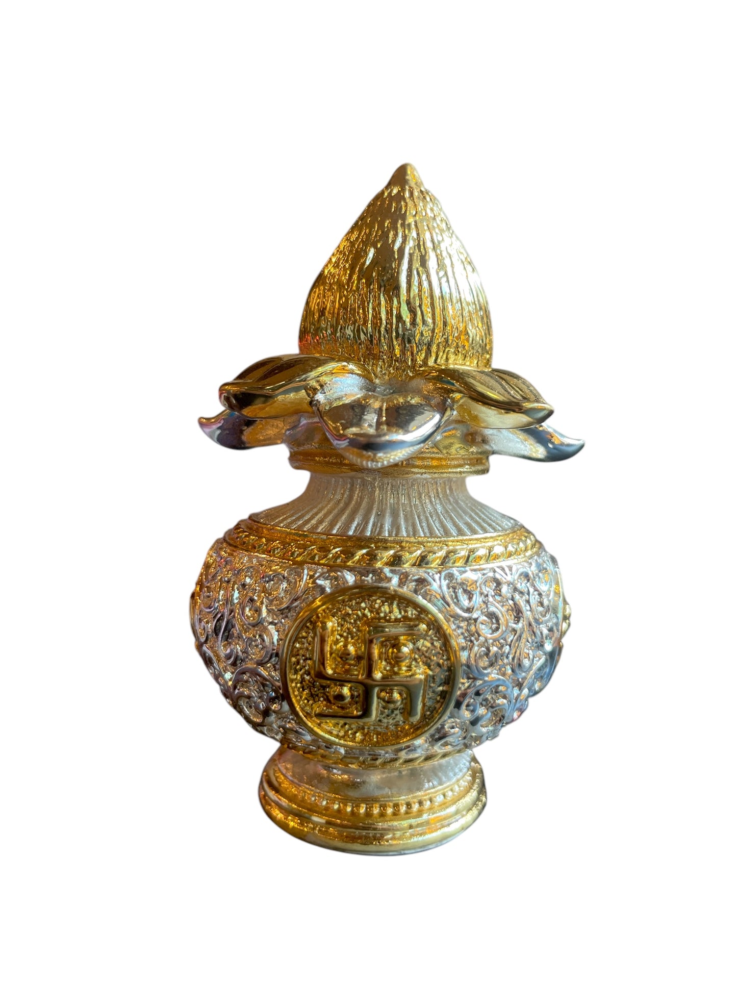 Kuber Kalash Silver & Gold Plated with Free Base