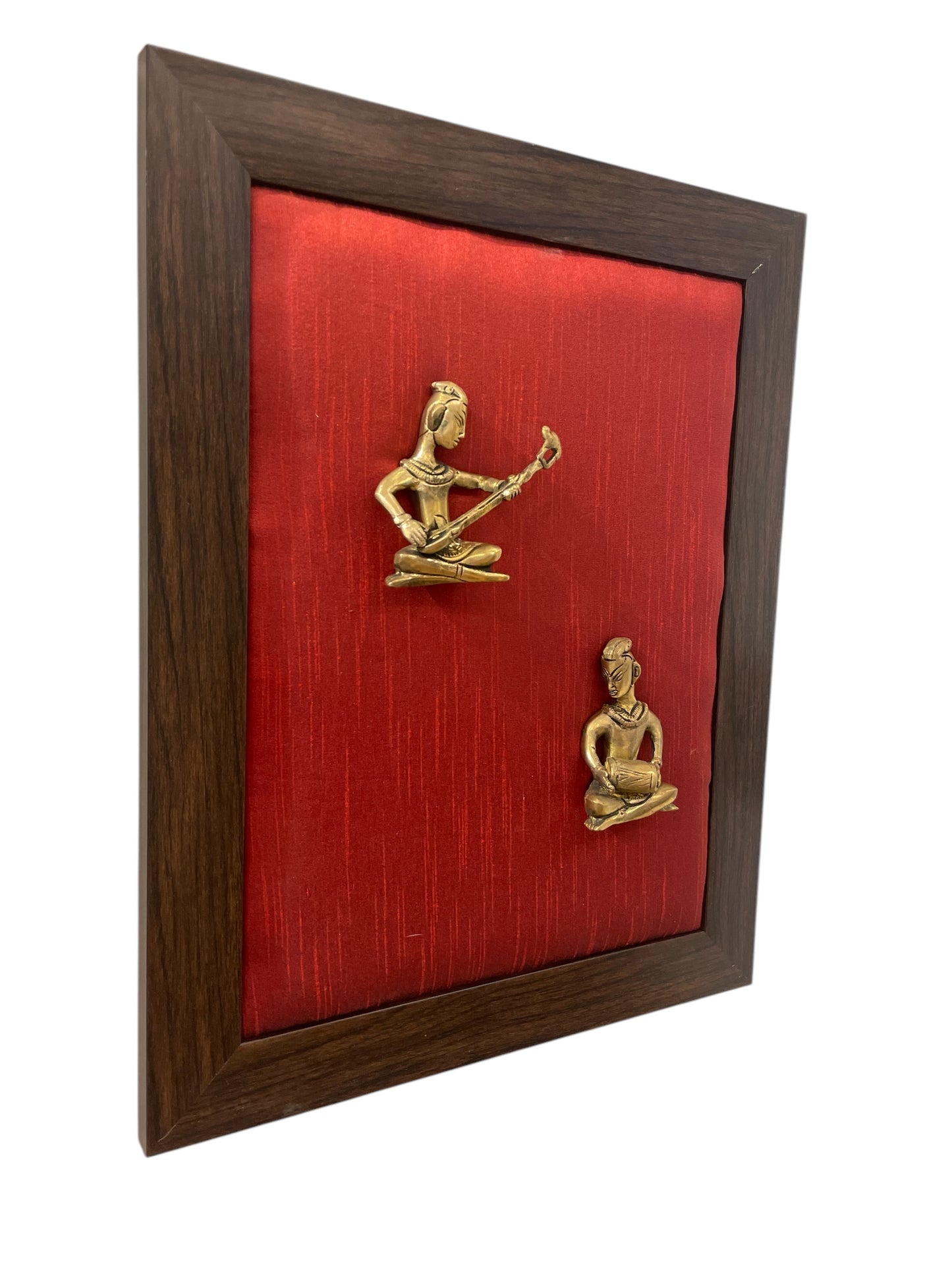 Brass Musician with wine red in Brown frame