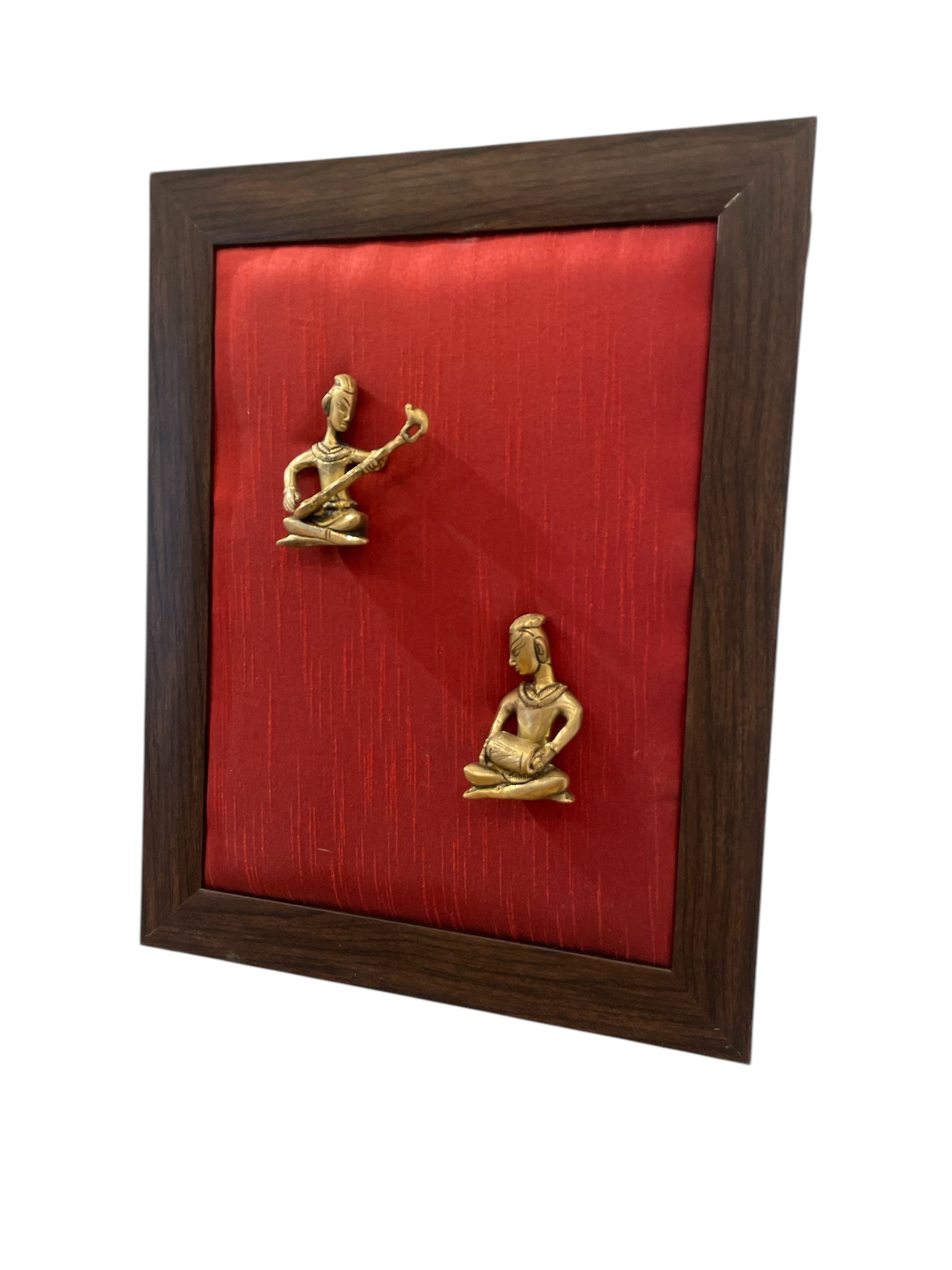 Brass Musician with wine red in Brown frame