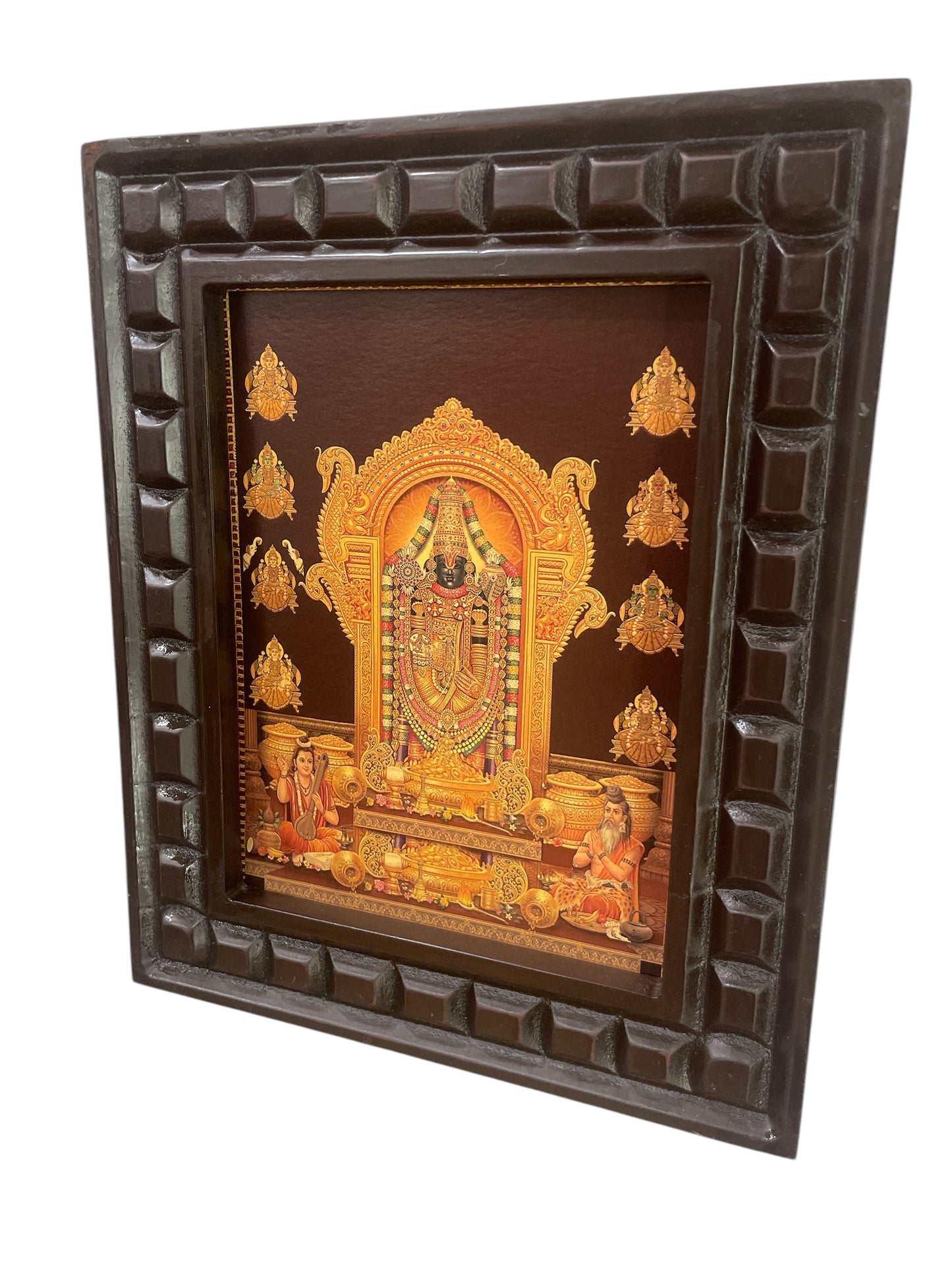 Tirupati balaji with Astalakshmi Gold foiled artwork in wooden frame