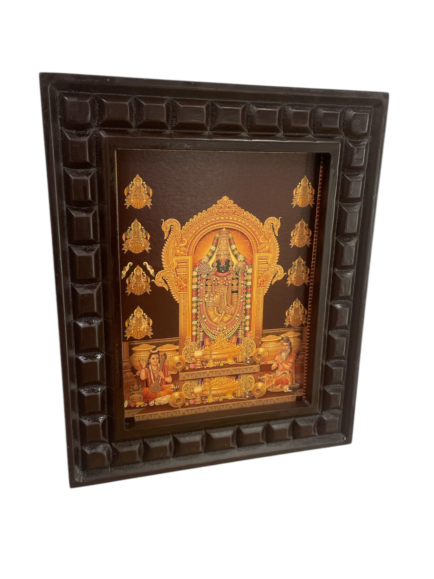 Tirupati balaji with Astalakshmi Gold foiled artwork in wooden frame