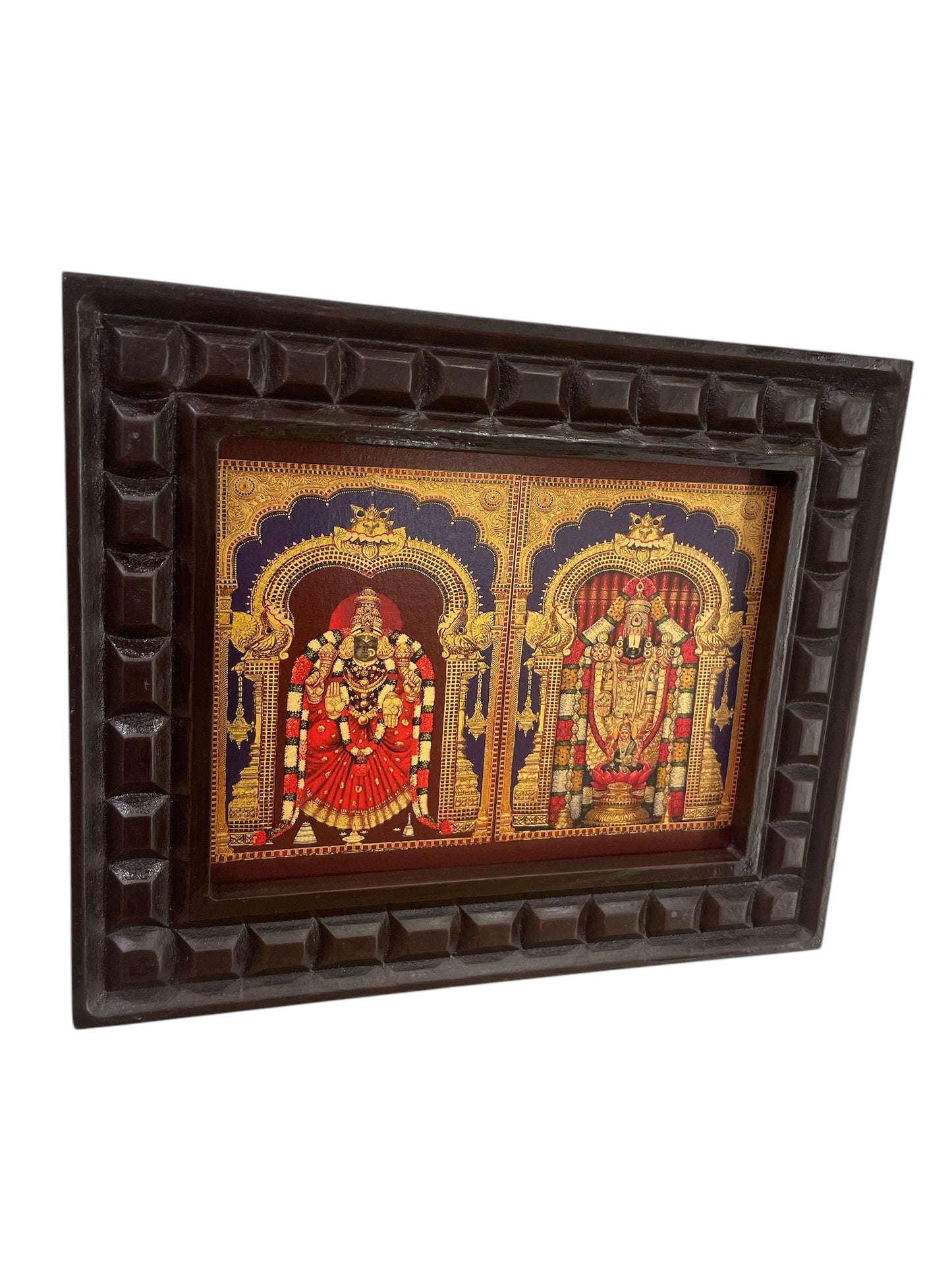 Tirupati balaji and Padmavathi -2 gold foiled artwork in wooden frame