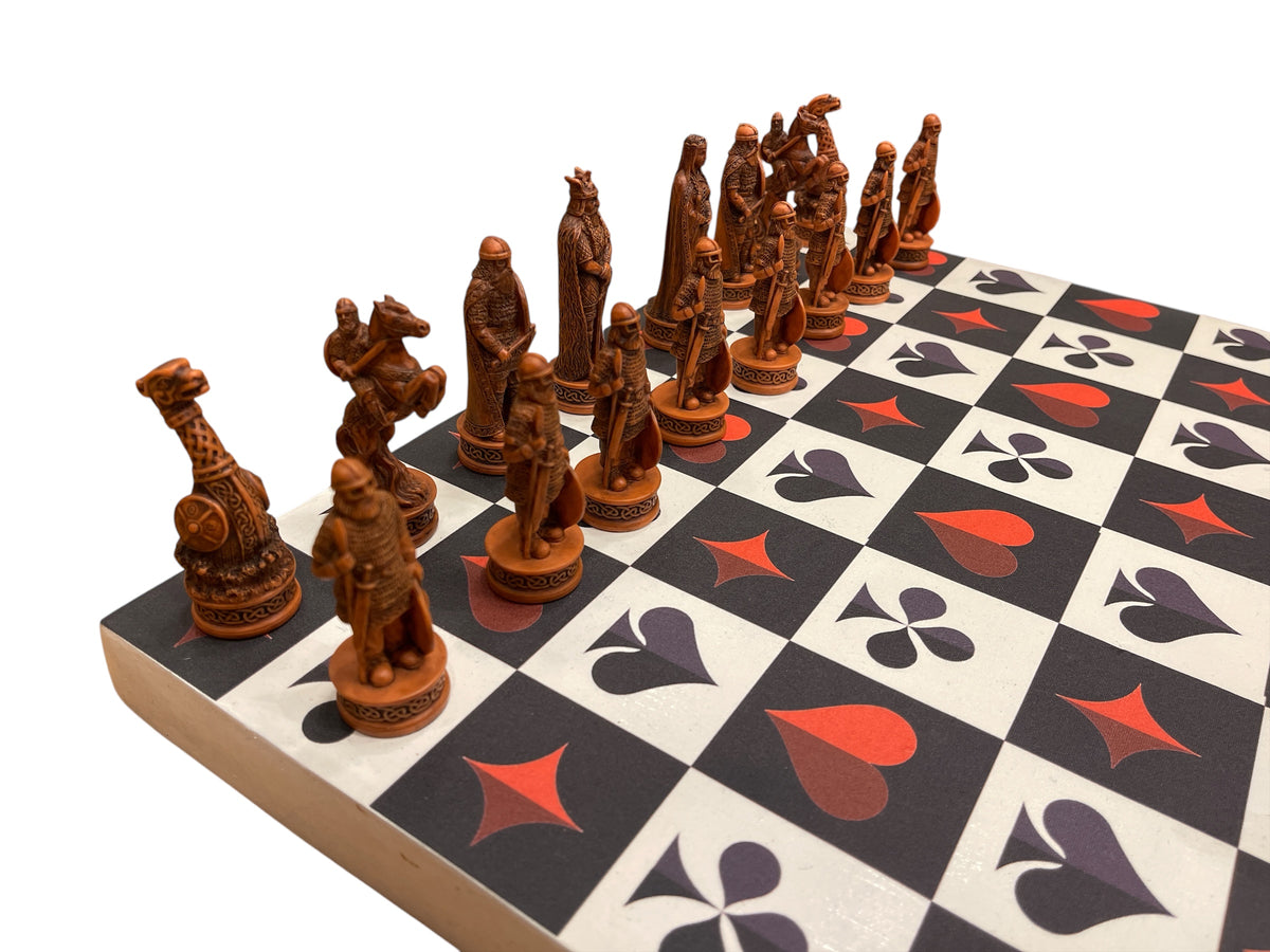 Chess Tile Names Chess Board - Deck Tile Pattern board with Vikings style Players marbl ...