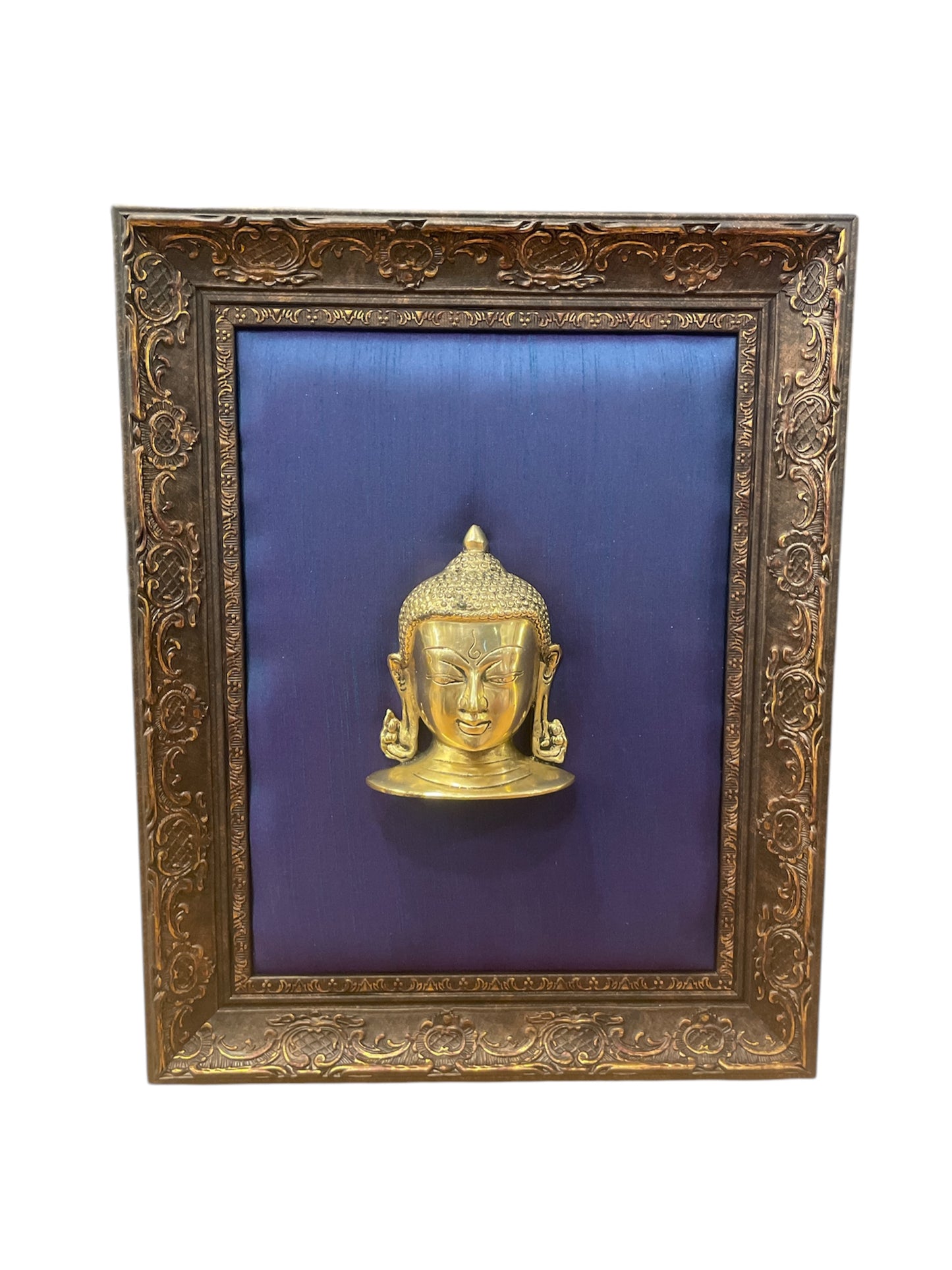 Brass Buddha With Ocean Blue in Moulded Frame