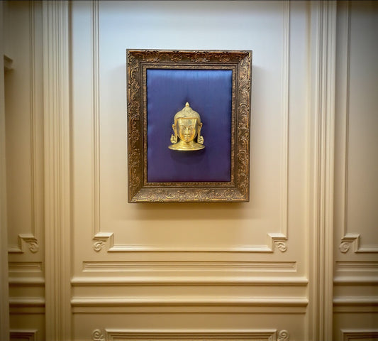 Brass Buddha With Ocean Blue in Moulded Frame
