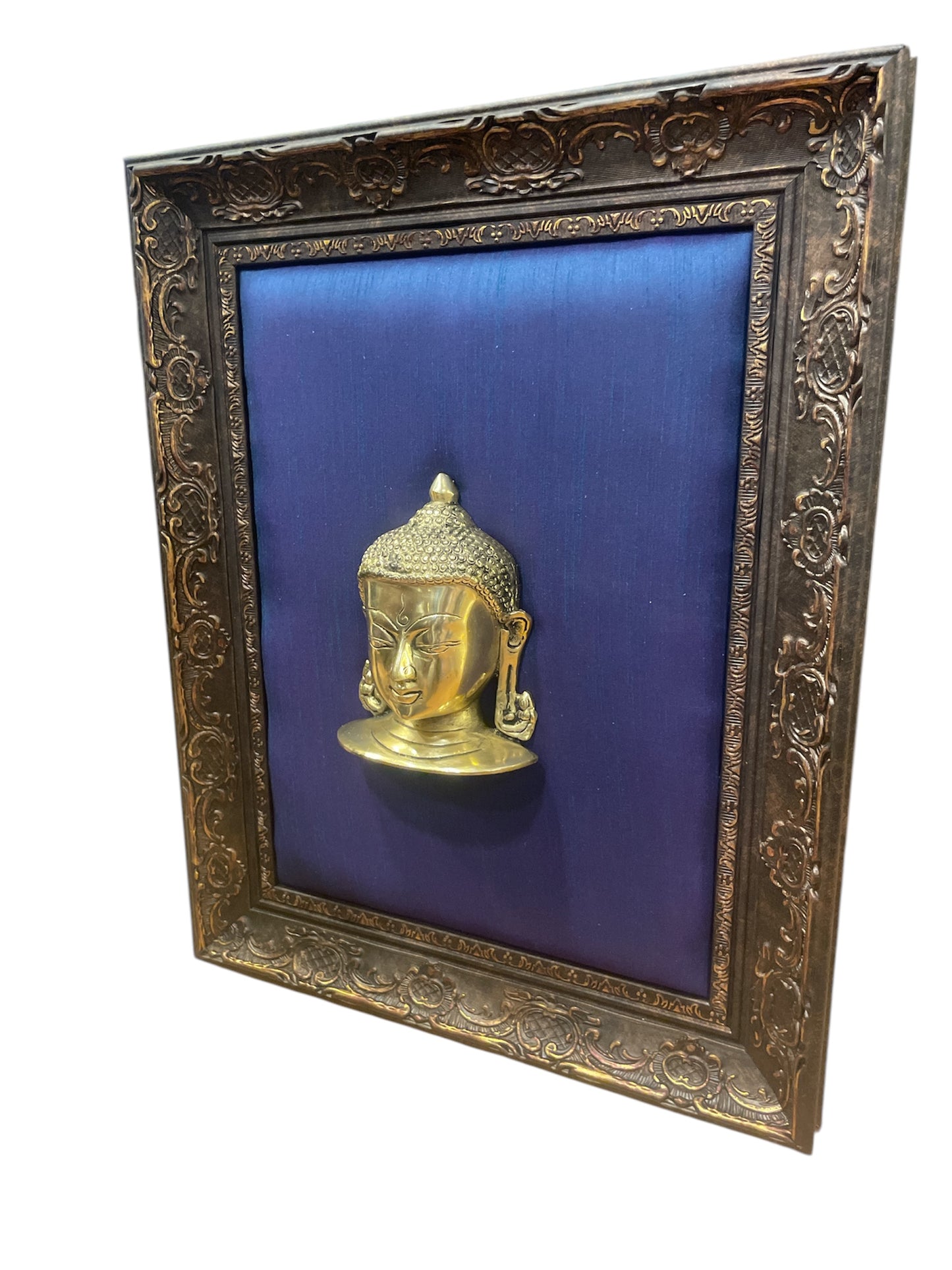 Brass Buddha With Ocean Blue in Moulded Frame