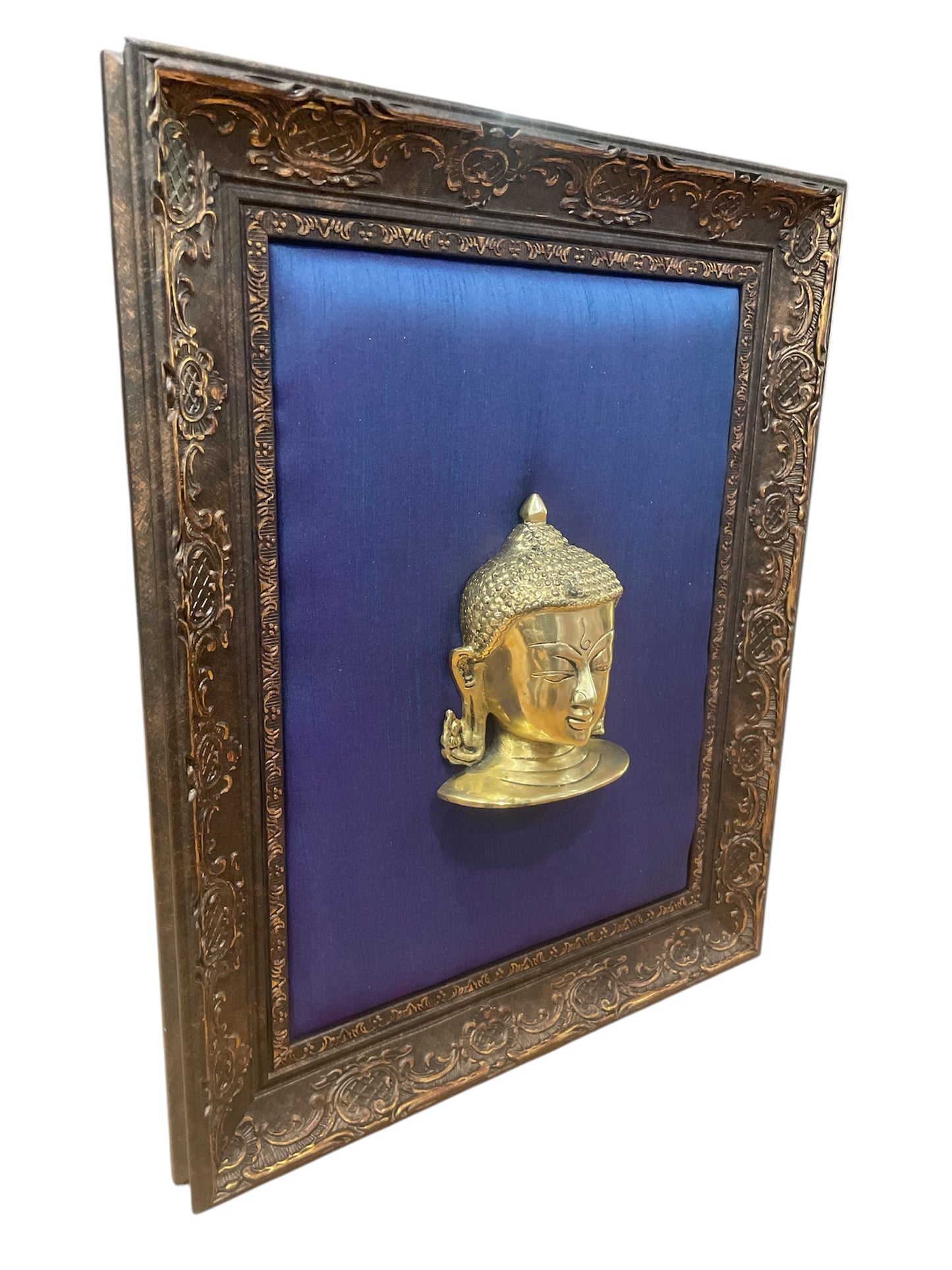 Brass Buddha With Ocean Blue in Moulded Frame