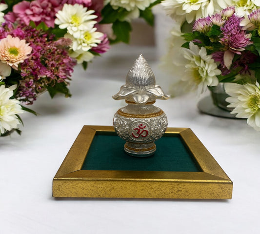 Kuber Kalash Silver & Gold Plated small with enamel work