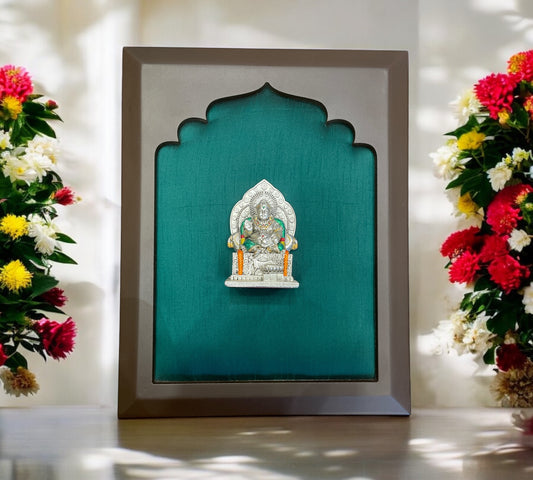 Kuber Sterling Silver with Green Silk in Wooden frame