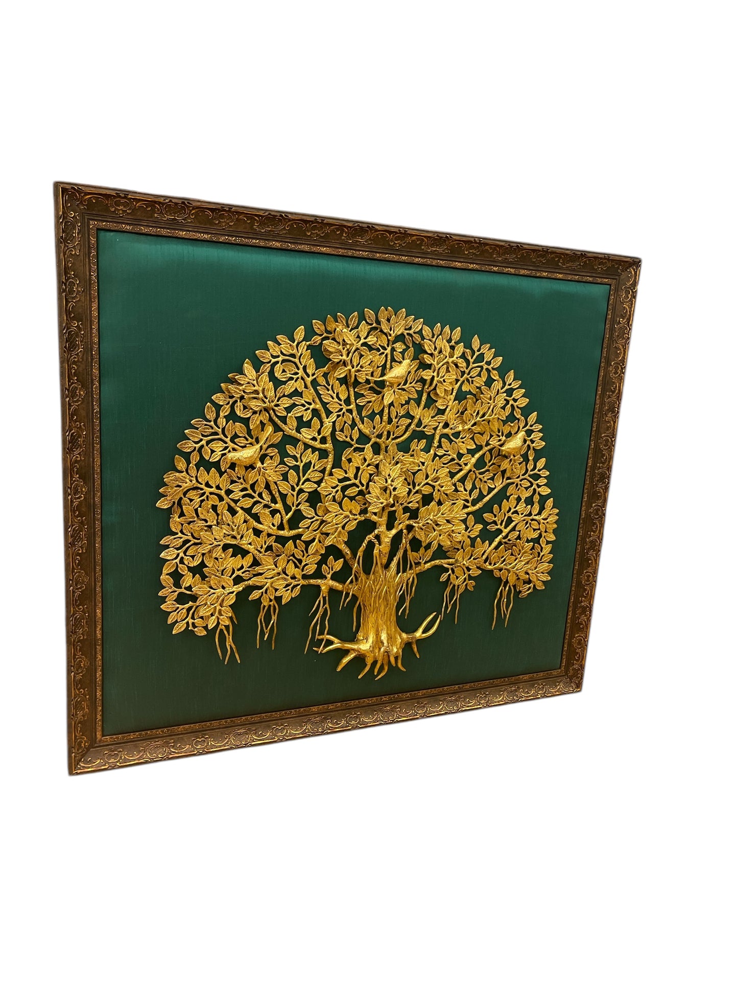 Brass Kalpavriksha: Tree of Life with Green silk