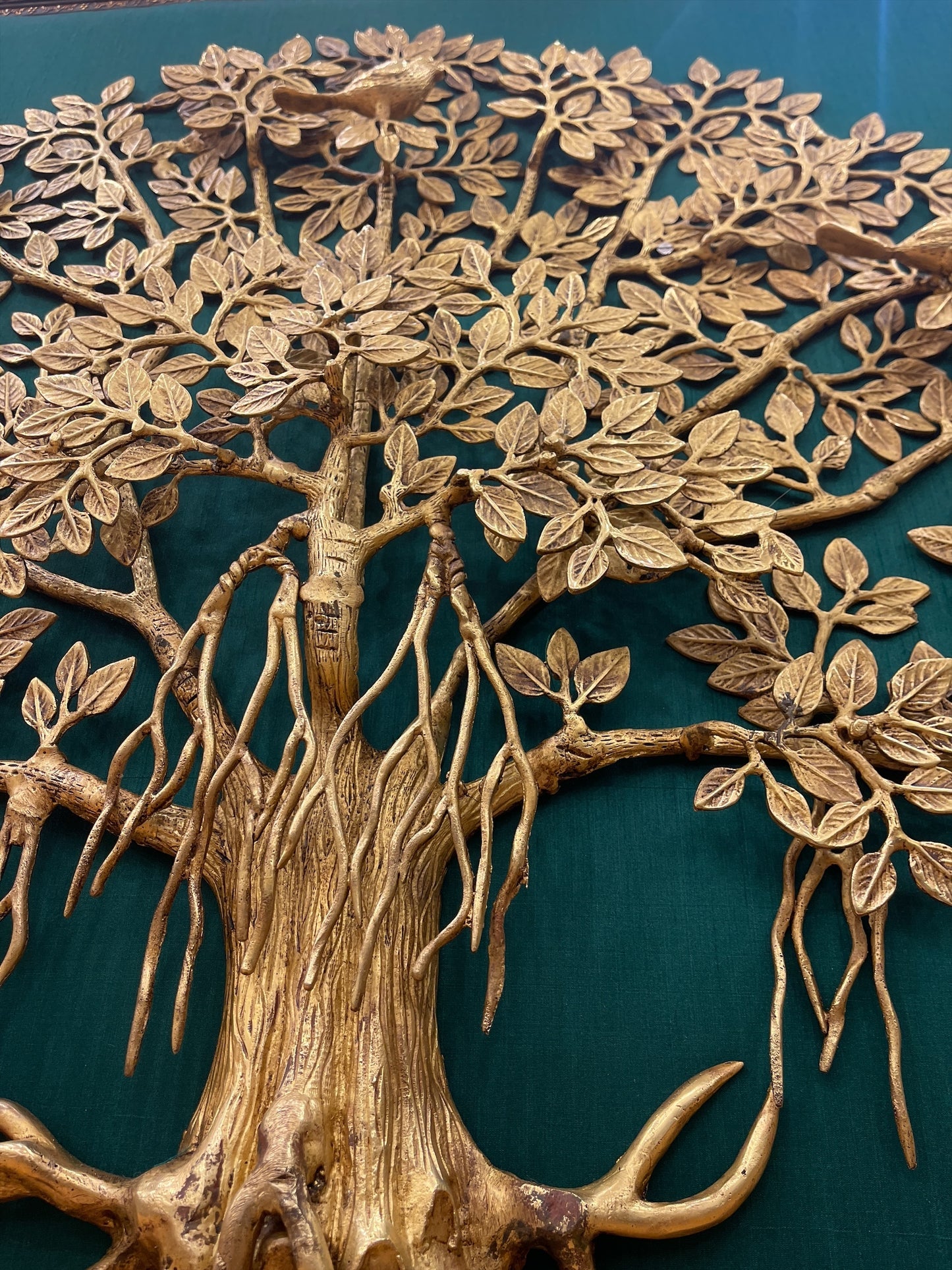 Brass Kalpavriksha: Tree of Life with Green silk