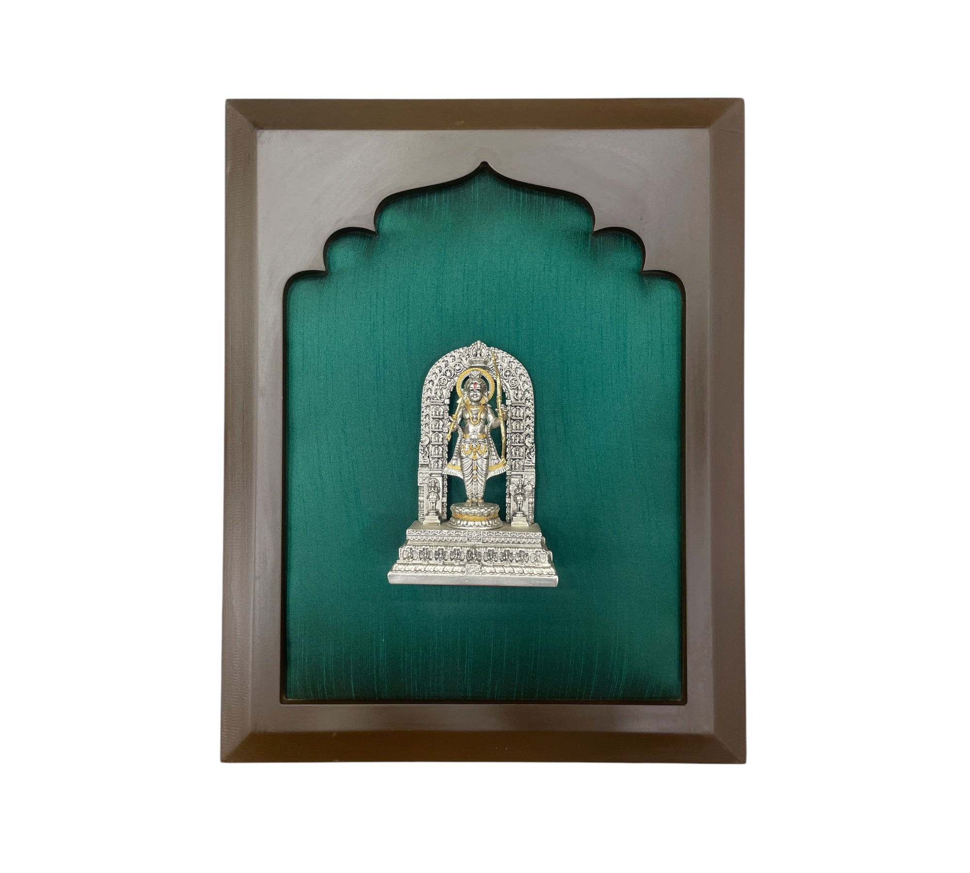 Ram Lalla 92.5% sterling silver with Green Silk in Wooden Frame