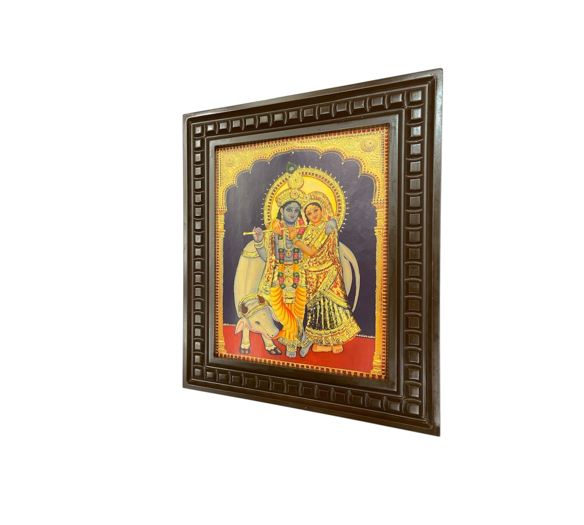 Radha Krishna - 2 Gold Leafed Art with Wooden Frame